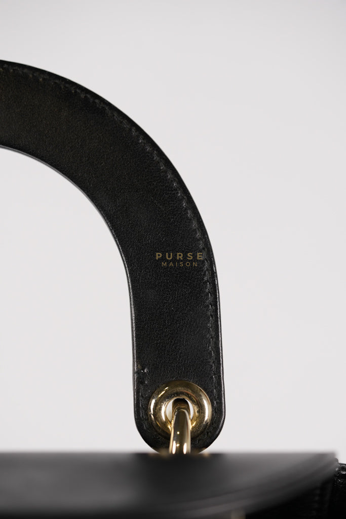 Lady Dior Small Lucky Badges in Black Cannage Lambskin Leather and Light Gold Hardware | Purse Maison Luxury Bags Shop