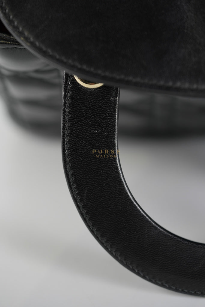 Lady Dior Small Lucky Badges in Black Cannage Lambskin Leather and Light Gold Hardware | Purse Maison Luxury Bags Shop