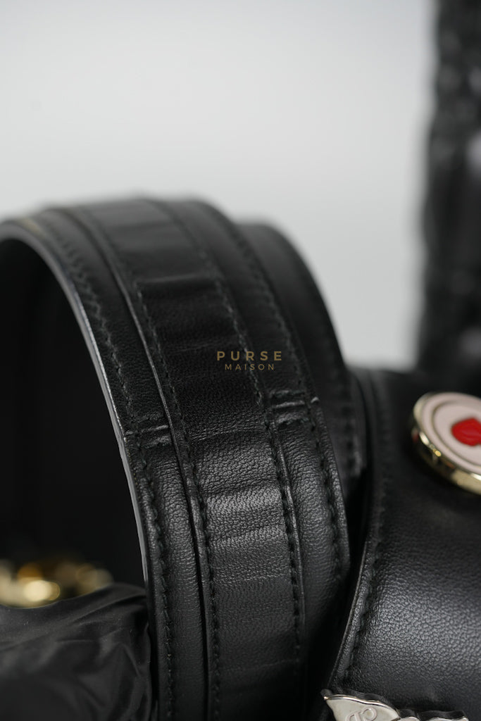Lady Dior Small Lucky Badges in Black Cannage Lambskin Leather and Light Gold Hardware | Purse Maison Luxury Bags Shop