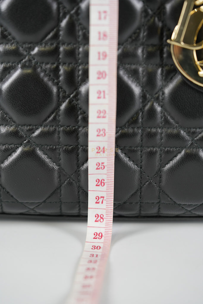 Lady Dior Small Lucky Badges in Black Cannage Lambskin Leather and Light Gold Hardware | Purse Maison Luxury Bags Shop