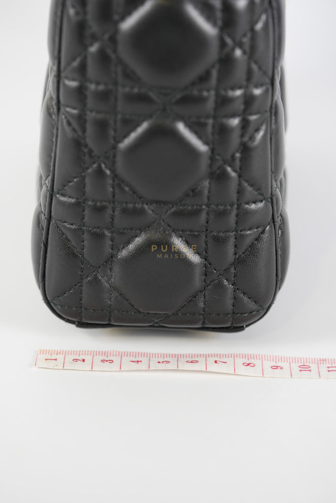 Lady Dior Small Lucky Badges in Black Cannage Lambskin Leather and Light Gold Hardware | Purse Maison Luxury Bags Shop