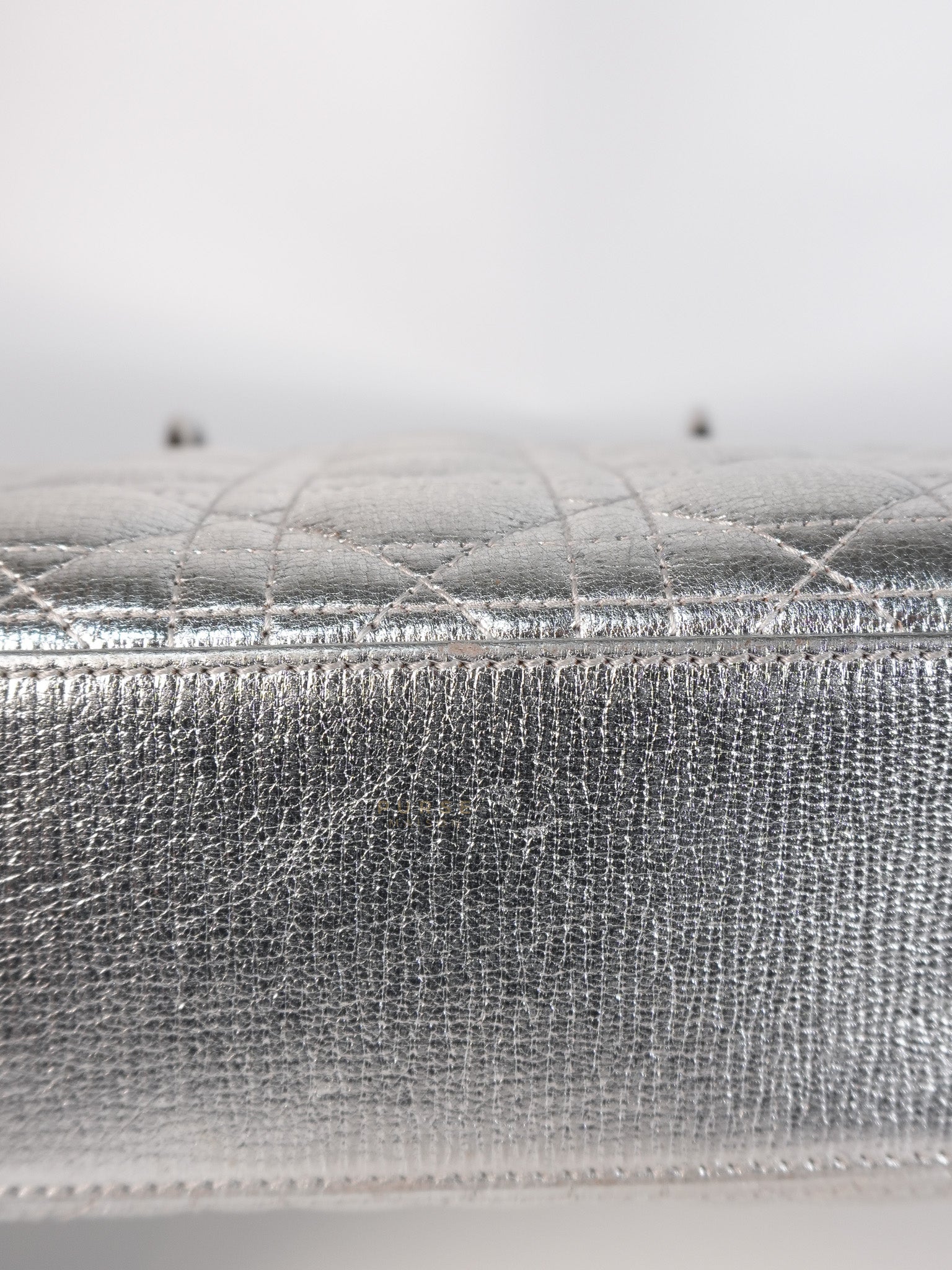 Lady Dior Small ADCDior Metallic Silver Grained Calfskin Leather | Purse Maison Luxury Bags Shop