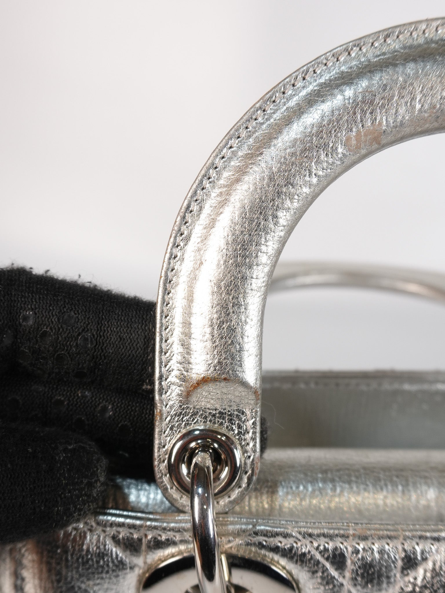 Lady Dior Small ADCDior Metallic Silver Grained Calfskin Leather | Purse Maison Luxury Bags Shop