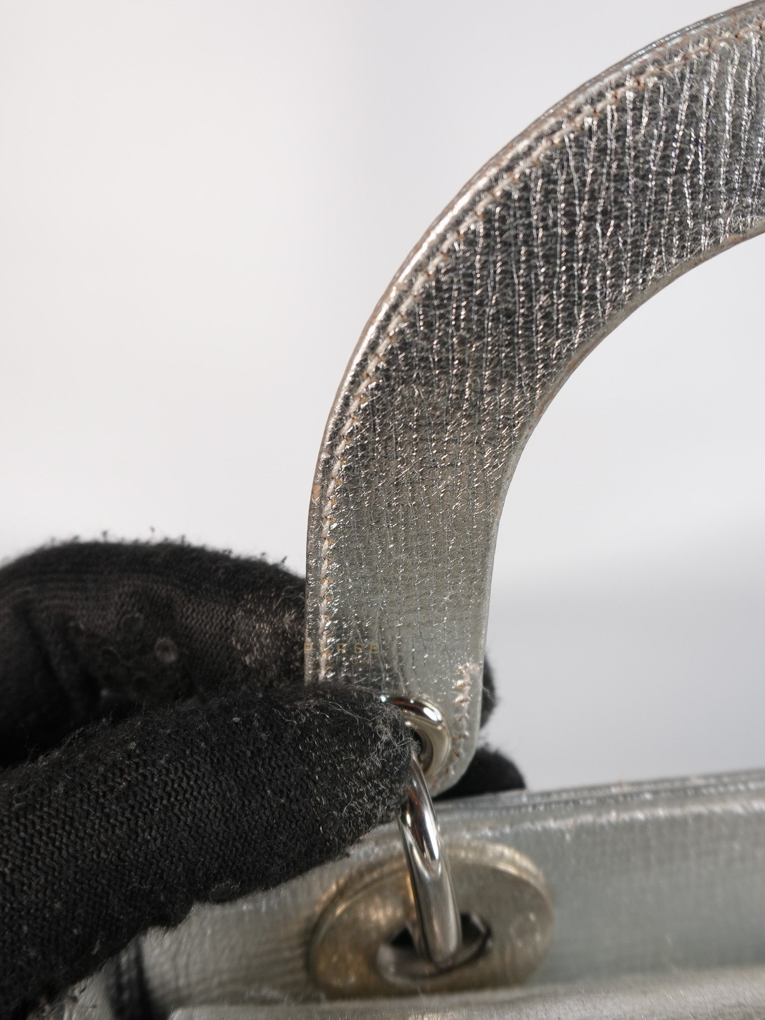 Lady Dior Small ADCDior Metallic Silver Grained Calfskin Leather | Purse Maison Luxury Bags Shop