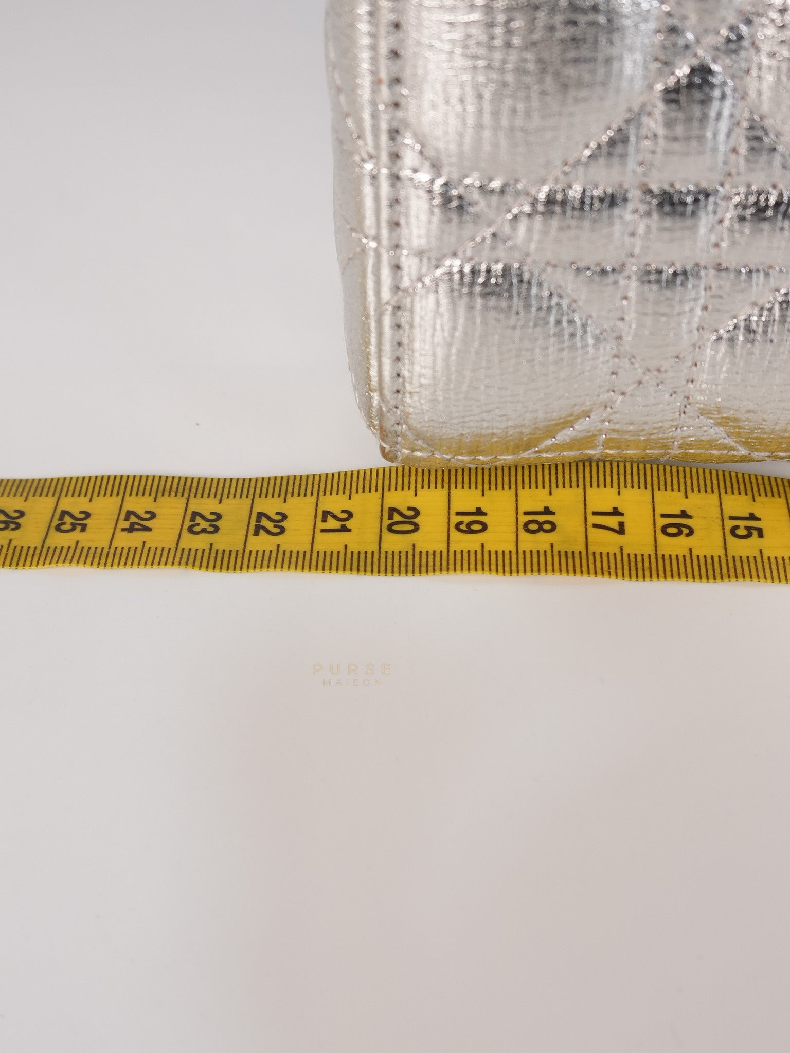 Lady Dior Small ADCDior Metallic Silver Grained Calfskin Leather | Purse Maison Luxury Bags Shop