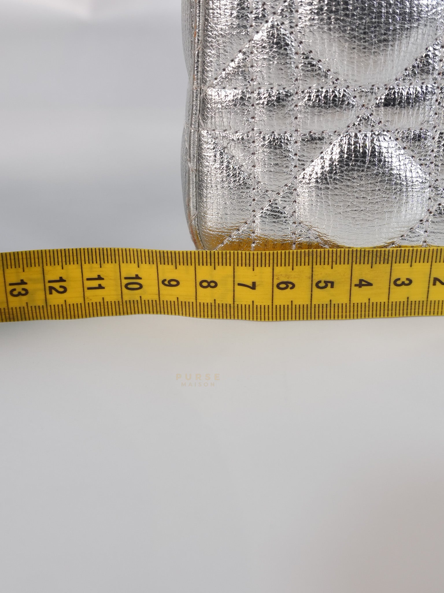 Lady Dior Small ADCDior Metallic Silver Grained Calfskin Leather | Purse Maison Luxury Bags Shop