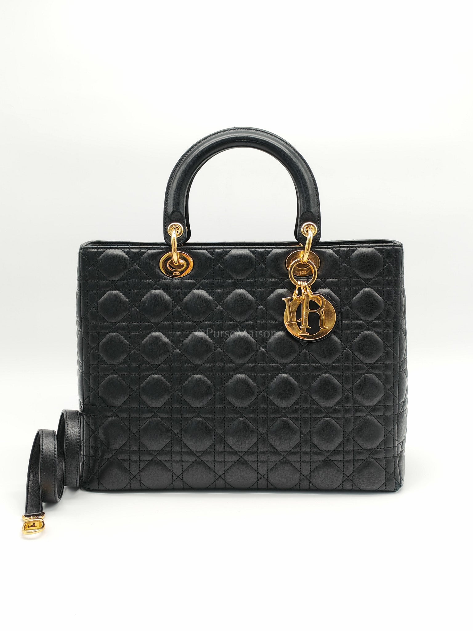 Lady Dior Vintage Large in Black Cannage Lambskin Leather Shoulder Bag | Purse Maison Luxury Bags Shop