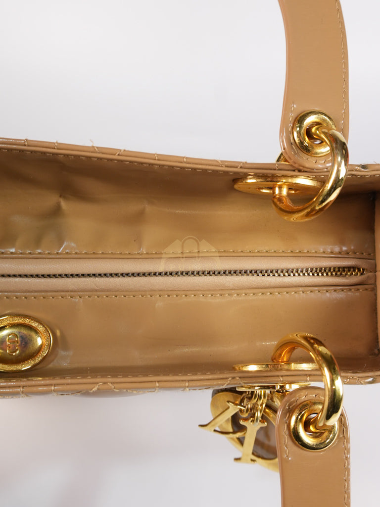 Lady Dior Vintage Medium in Dark Beige Patent Leather | Purse Maison Luxury Bags Shop