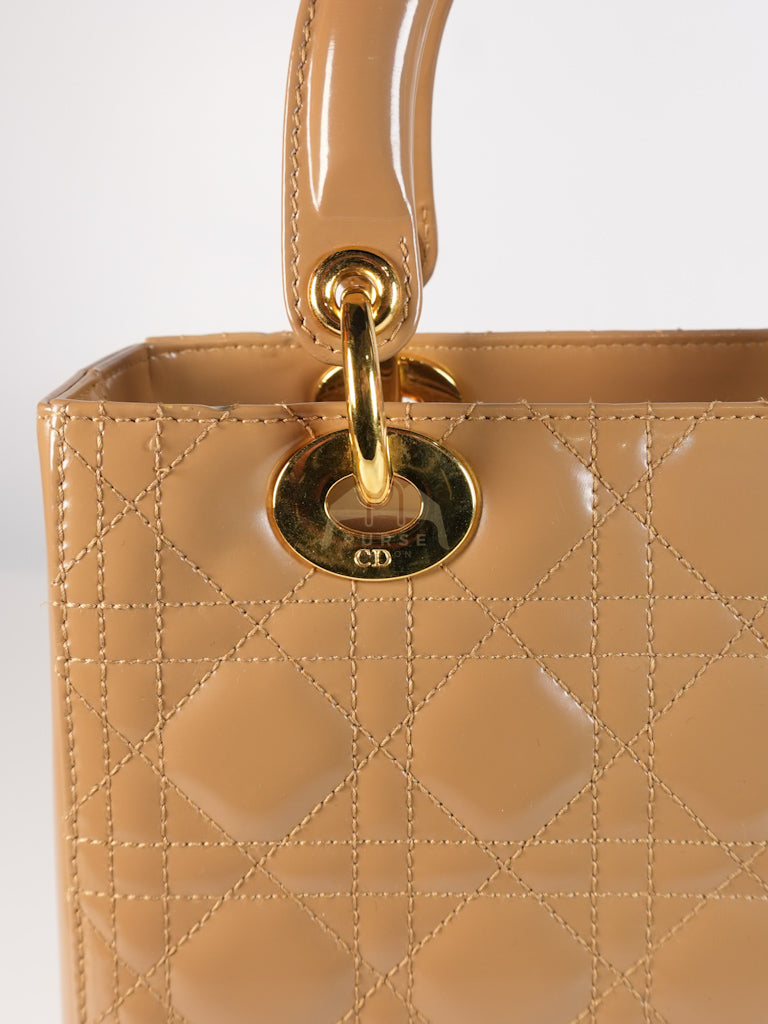 Lady Dior Vintage Medium in Dark Beige Patent Leather | Purse Maison Luxury Bags Shop