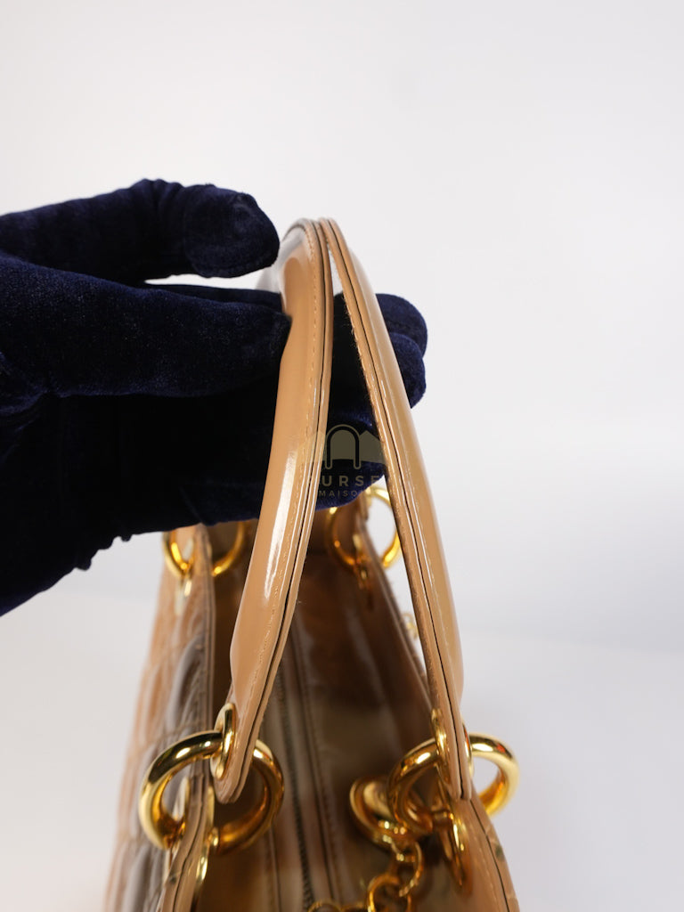 Lady Dior Vintage Medium in Dark Beige Patent Leather | Purse Maison Luxury Bags Shop