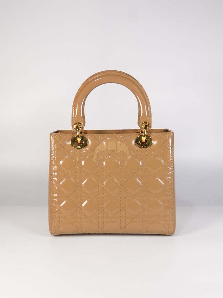 Lady Dior Vintage Medium in Dark Beige Patent Leather | Purse Maison Luxury Bags Shop