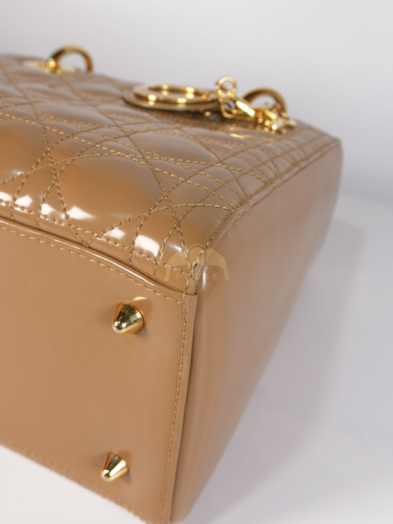 Lady Dior Vintage Medium in Dark Beige Patent Leather | Purse Maison Luxury Bags Shop