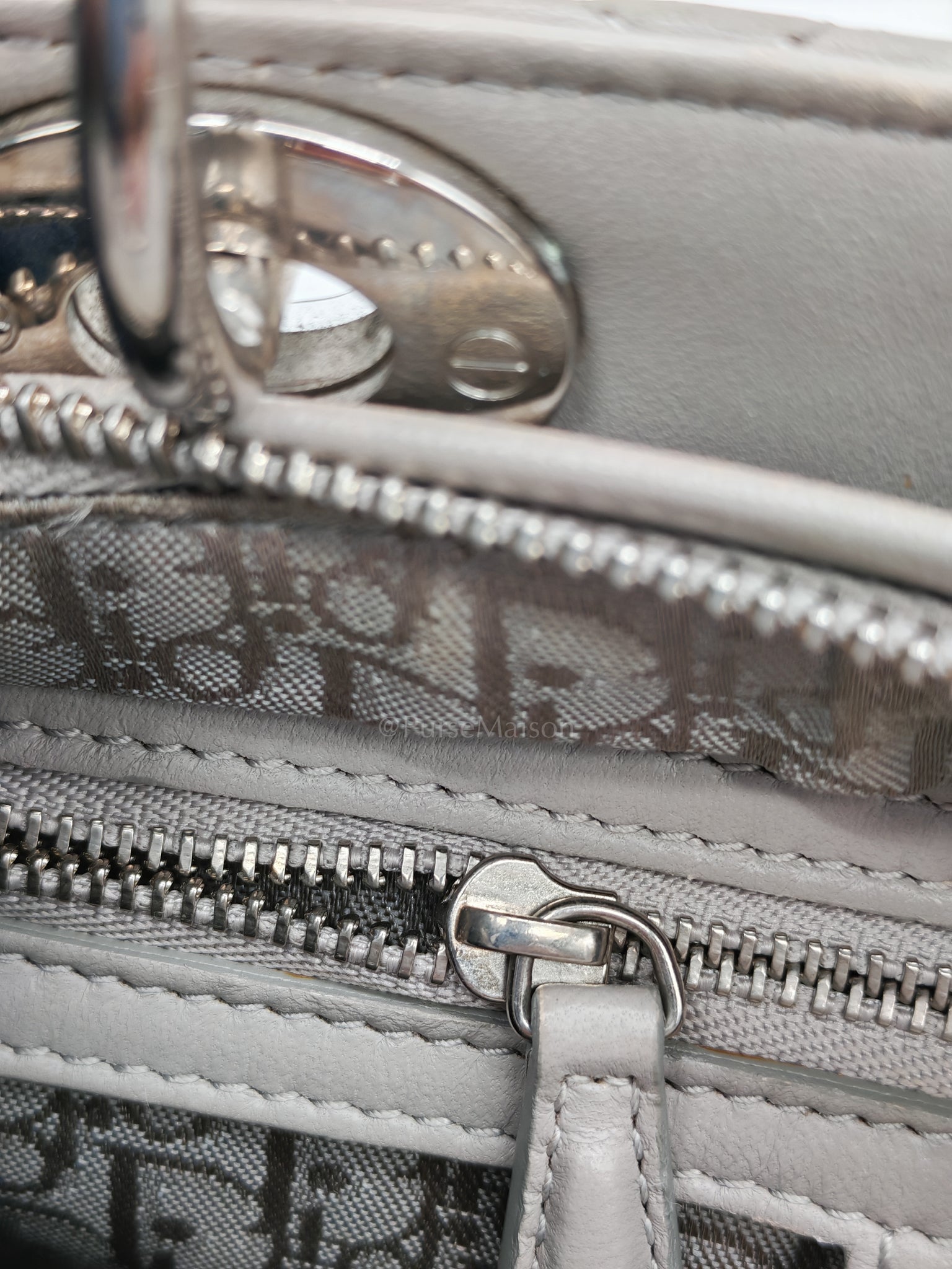 Lady Dior Vintage Medium in Gray Quilted Cannage Lambskin Leather & Silver Hardware | Purse Maison Luxury Bags Shop