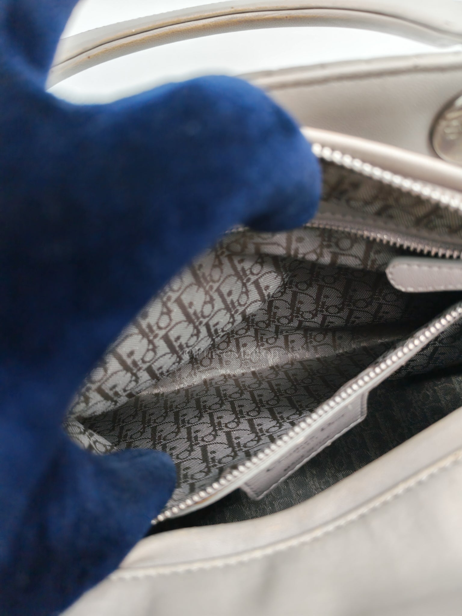 Lady Dior Vintage Medium in Gray Quilted Cannage Lambskin Leather & Silver Hardware | Purse Maison Luxury Bags Shop