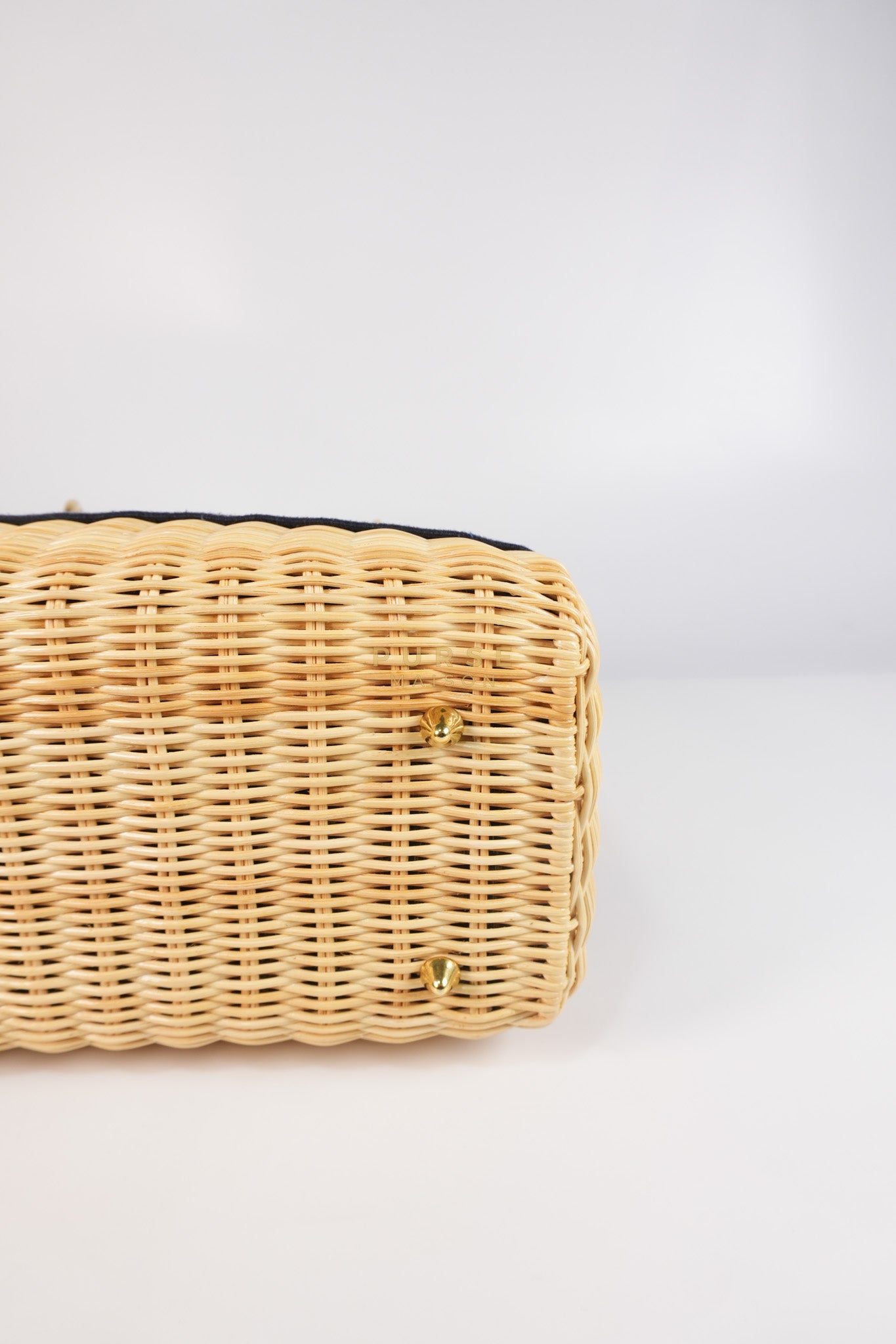 Lady Dior Wicker Medium in Blue Natural Rattan & Oblique Jacquard | Purse Maison Luxury Bags Shop