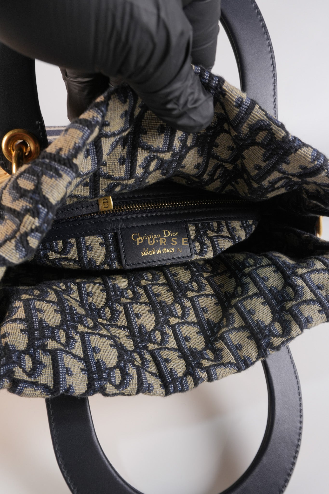 Lady Dior Wicker Medium in Blue Natural Rattan & Oblique Jacquard | Purse Maison Luxury Bags Shop