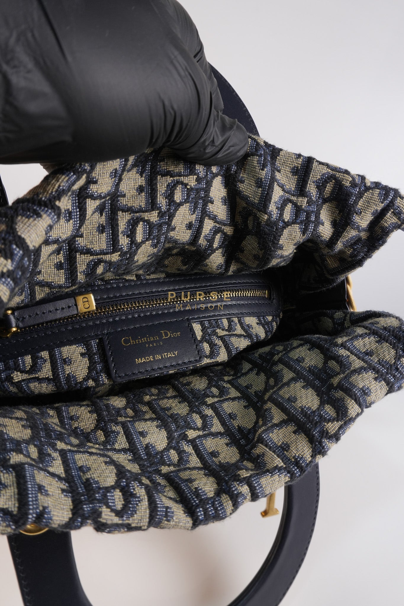 Lady Dior Wicker Medium in Blue Natural Rattan & Oblique Jacquard | Purse Maison Luxury Bags Shop