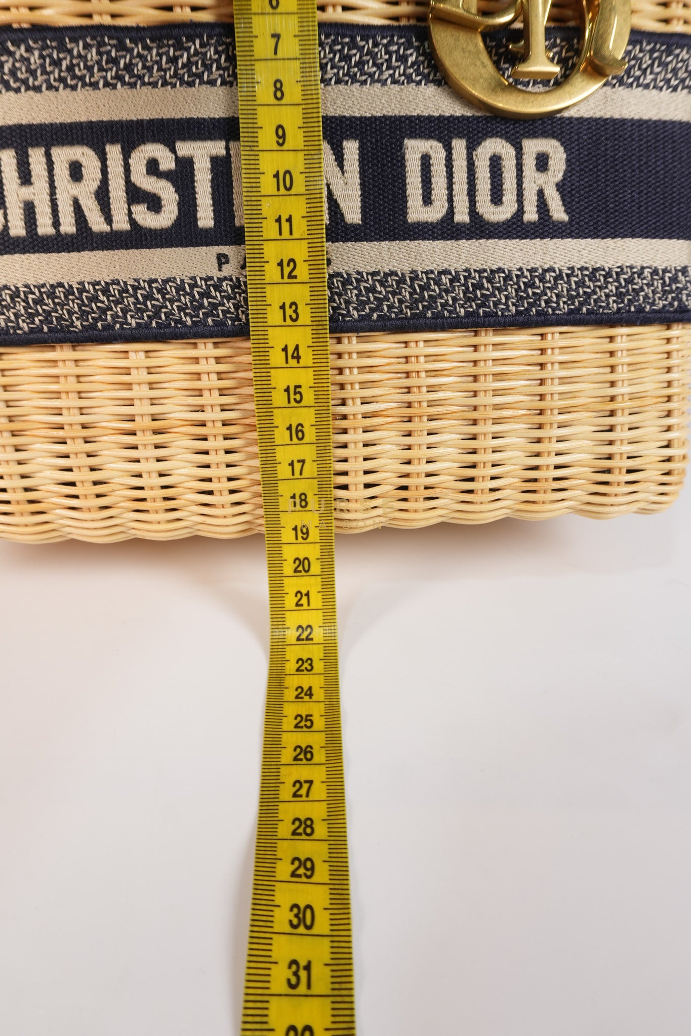 Lady Dior Wicker Medium in Blue Natural Rattan & Oblique Jacquard | Purse Maison Luxury Bags Shop