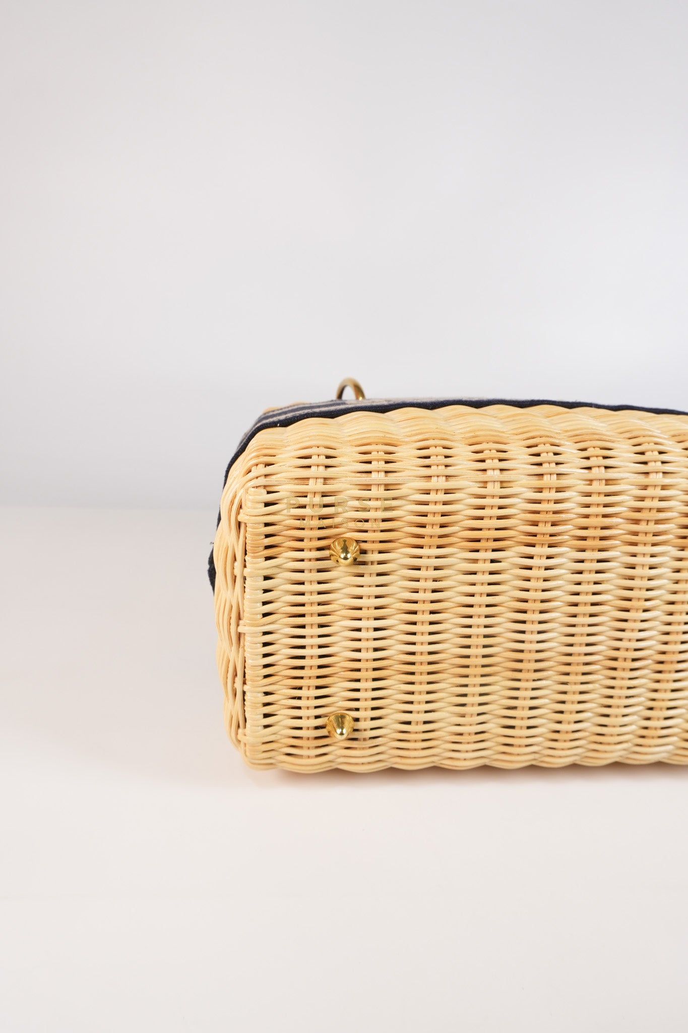 Lady Dior Wicker Medium in Blue Natural Rattan & Oblique Jacquard | Purse Maison Luxury Bags Shop