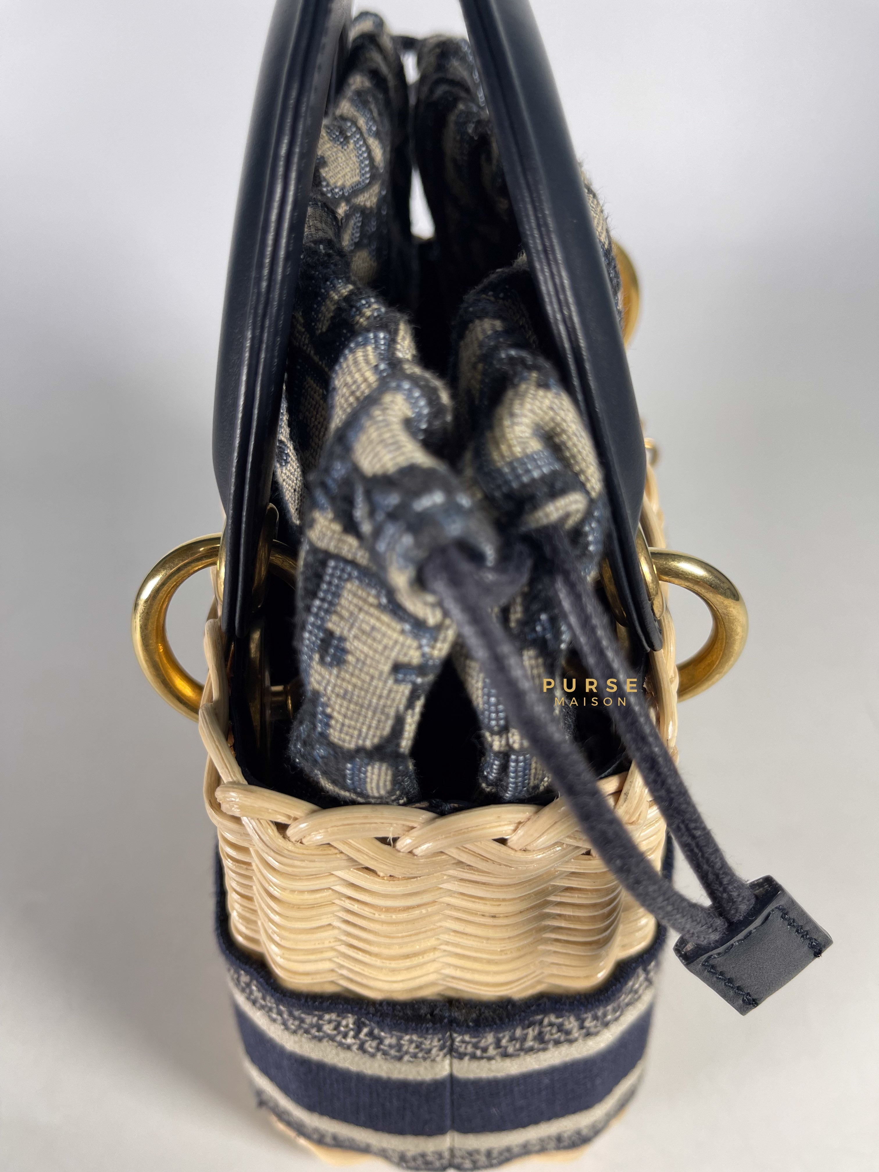 Christian Dior Lady Dior Bag Wicker and Oblique Canvas Mini | Purse Maison Luxury Bags Shop