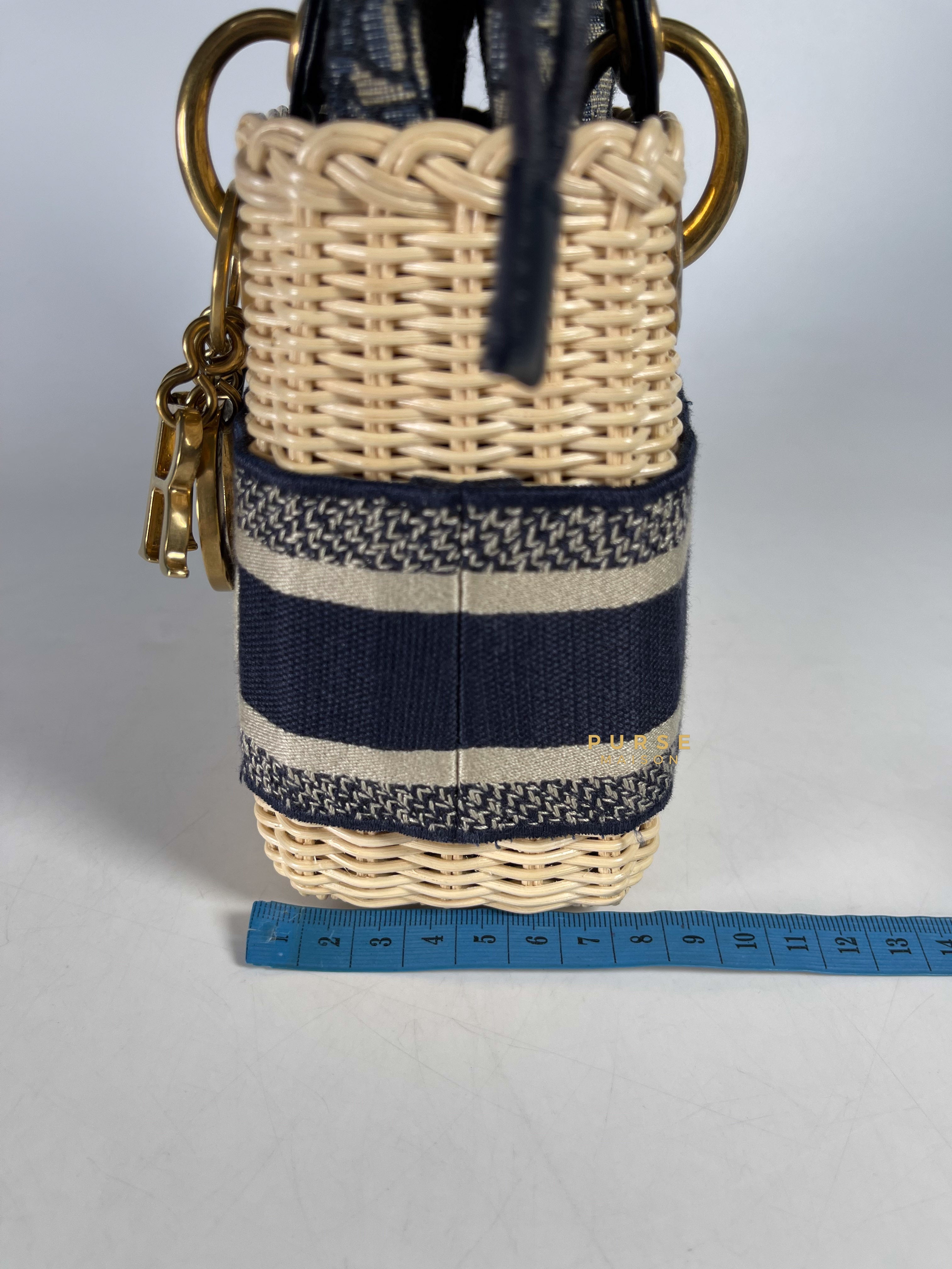 Christian Dior Lady Dior Bag Wicker and Oblique Canvas Mini | Purse Maison Luxury Bags Shop