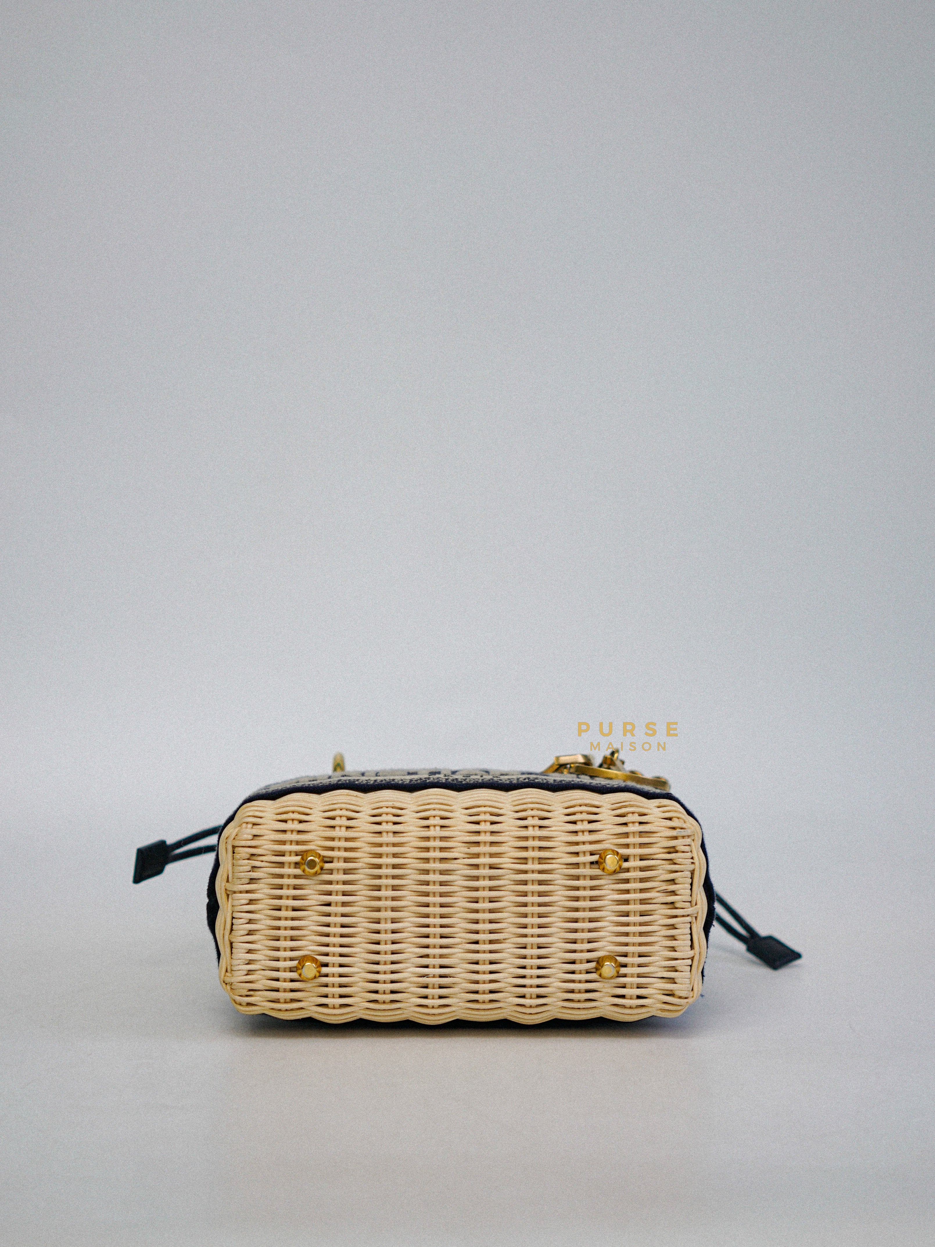 Christian Dior Lady Dior Bag Wicker and Oblique Canvas Mini | Purse Maison Luxury Bags Shop