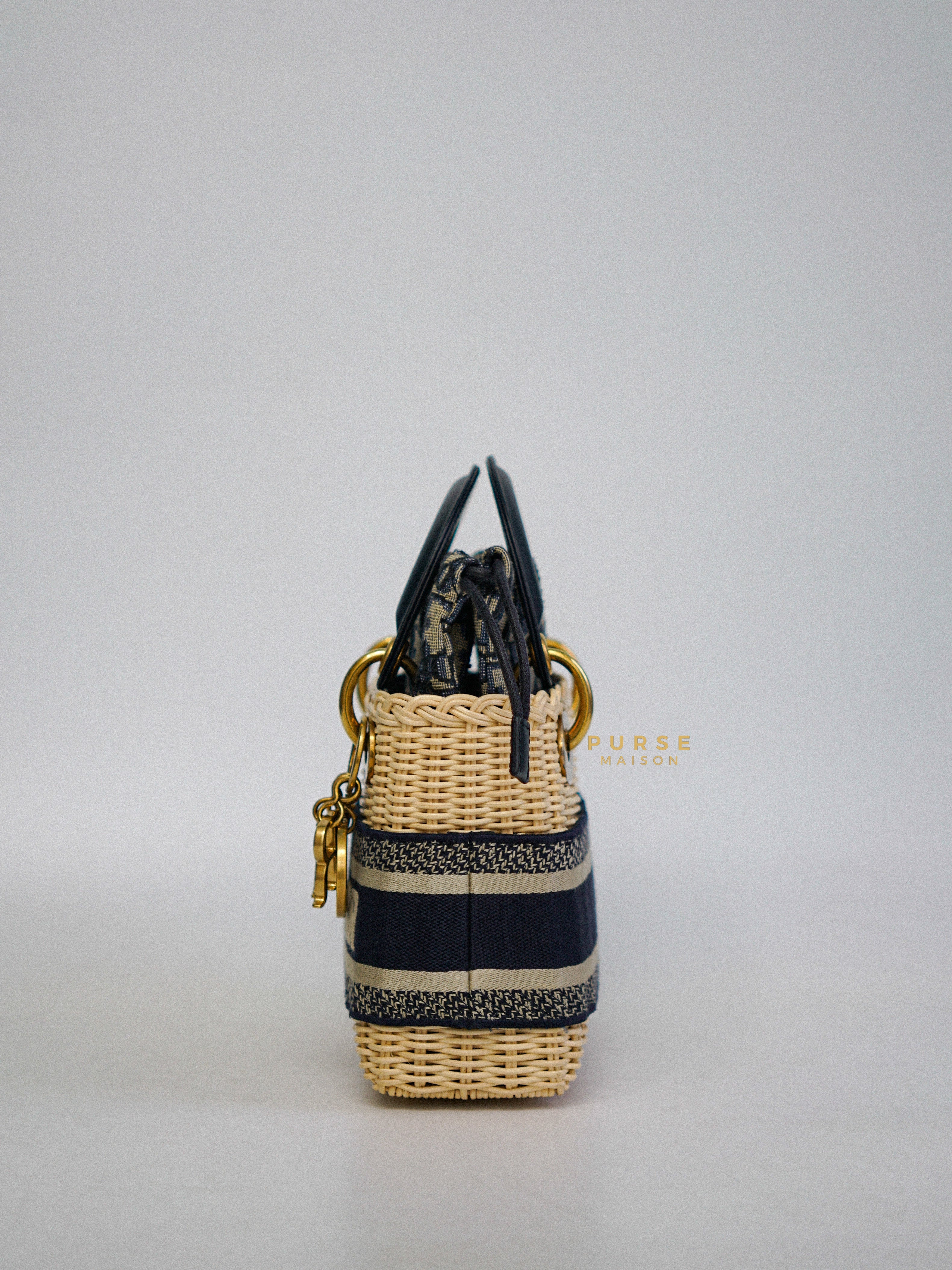 Christian Dior Lady Dior Bag Wicker and Oblique Canvas Mini | Purse Maison Luxury Bags Shop