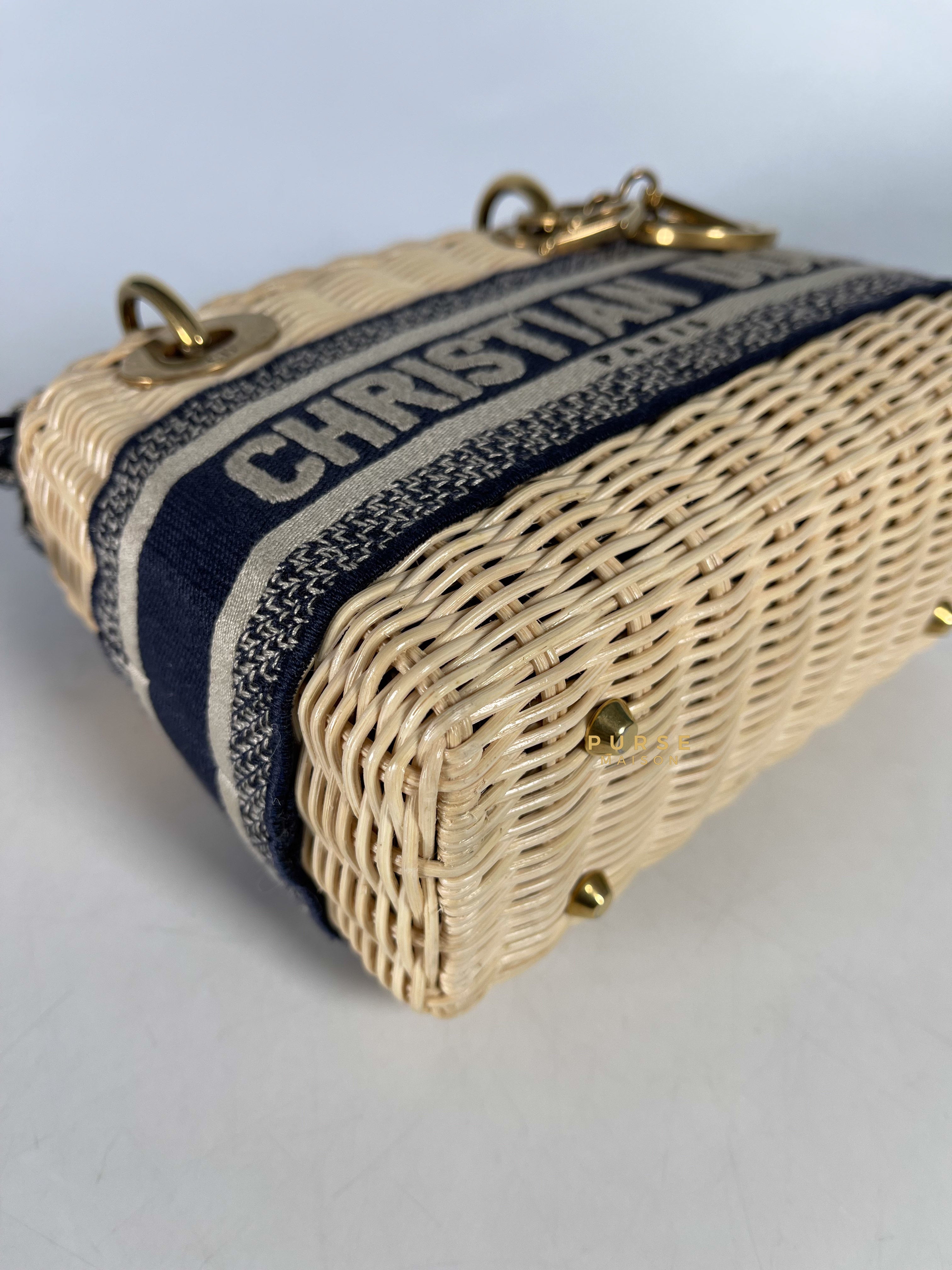 Christian Dior Lady Dior Bag Wicker and Oblique Canvas Mini | Purse Maison Luxury Bags Shop