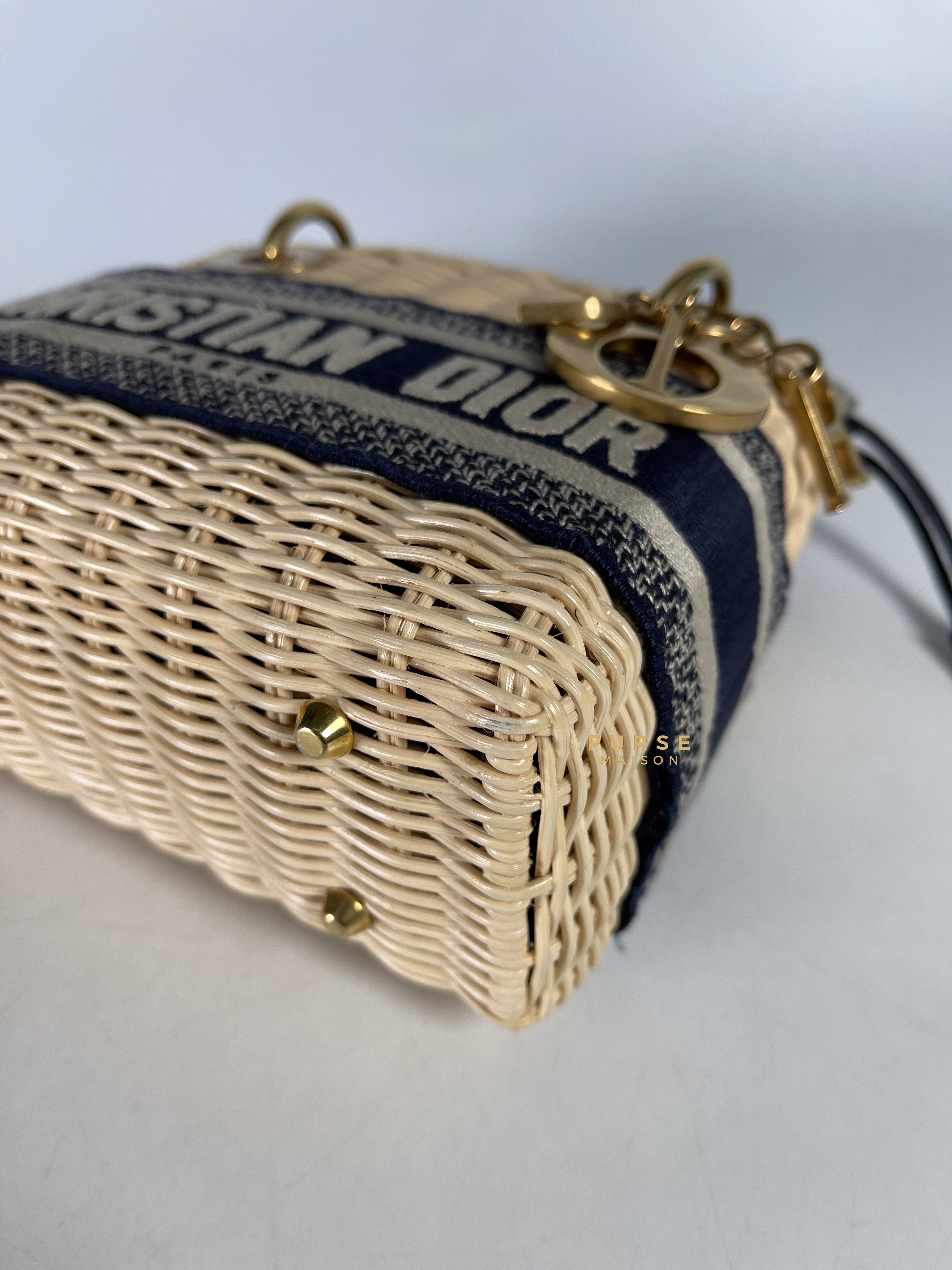 Christian Dior Lady Dior Bag Wicker and Oblique Canvas Mini | Purse Maison Luxury Bags Shop