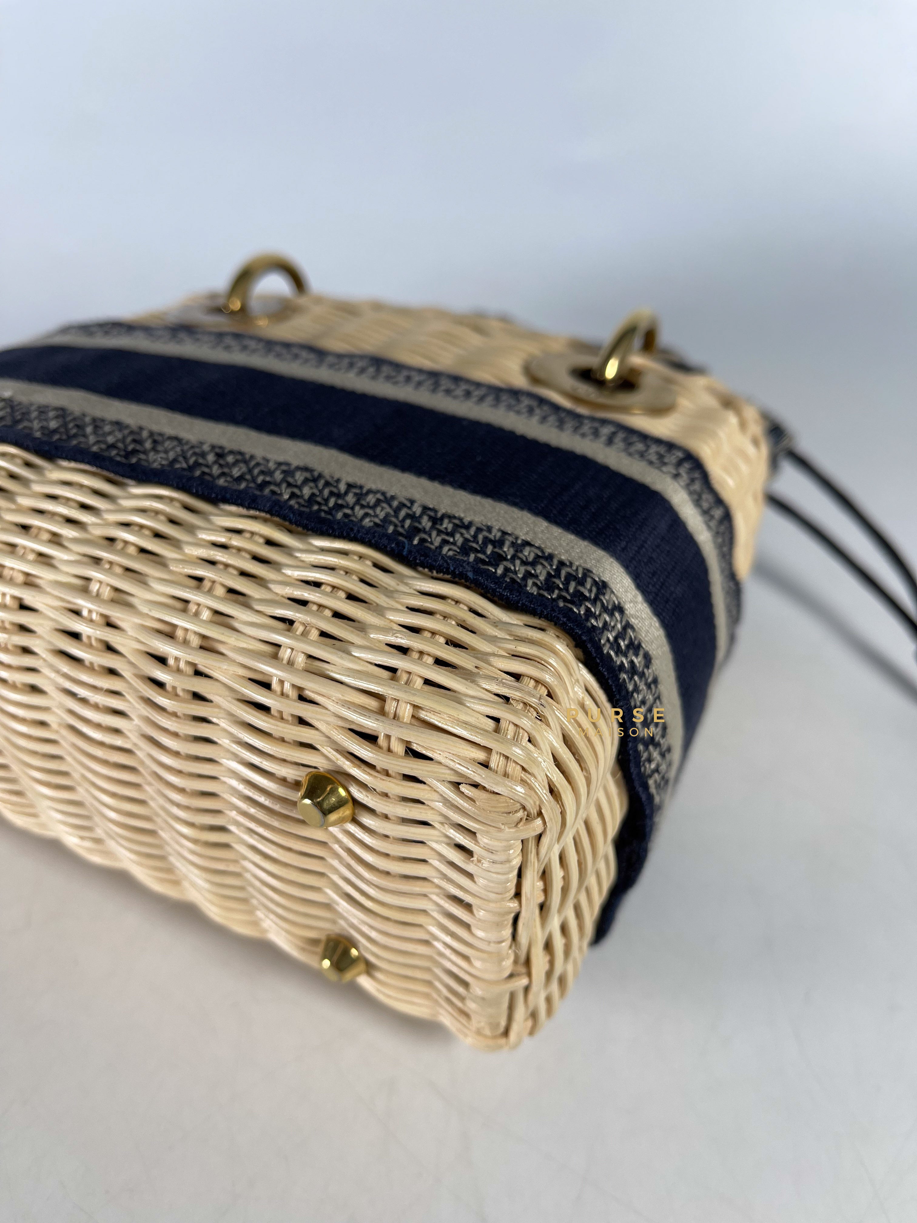 Christian Dior Lady Dior Bag Wicker and Oblique Canvas Mini | Purse Maison Luxury Bags Shop