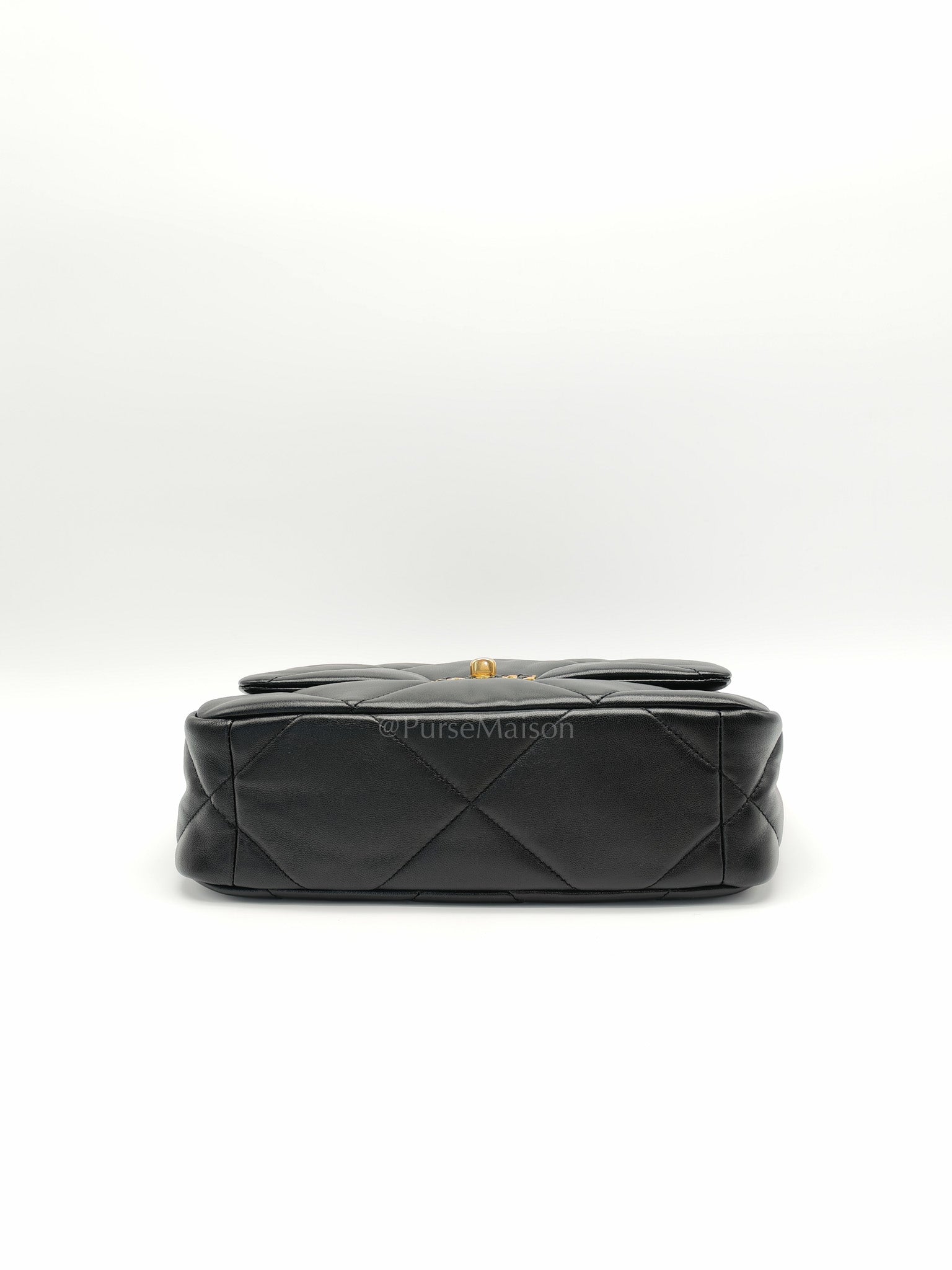 19 Small in Black Quilted Shiny Lambskin & Mix Hardware Microchip