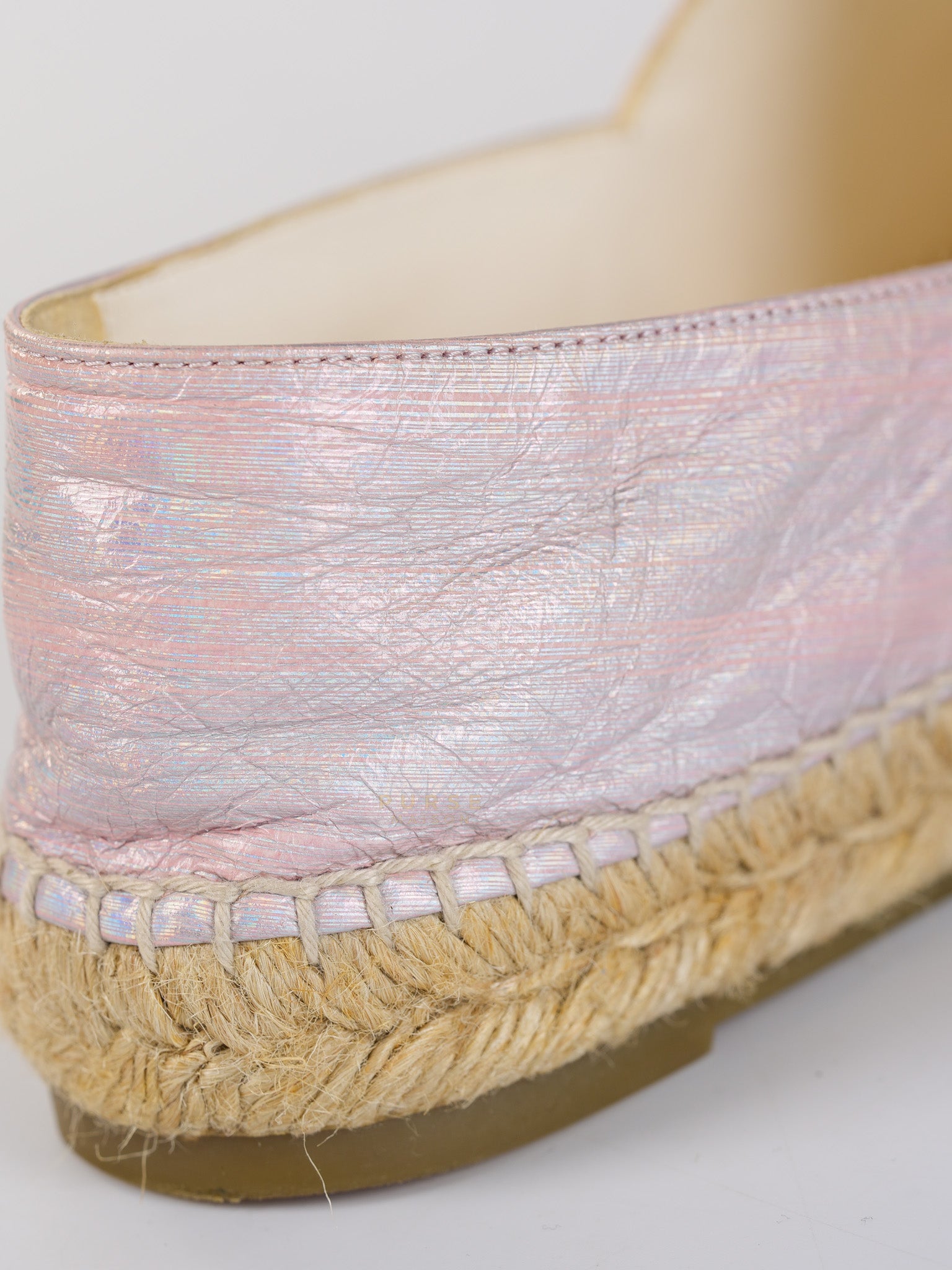 Laminated Lambskin Pink Grosgrain Embroidered CC Espadrilles Size 39 EU (24.5cm) | Purse Maison Luxury Bags Shop