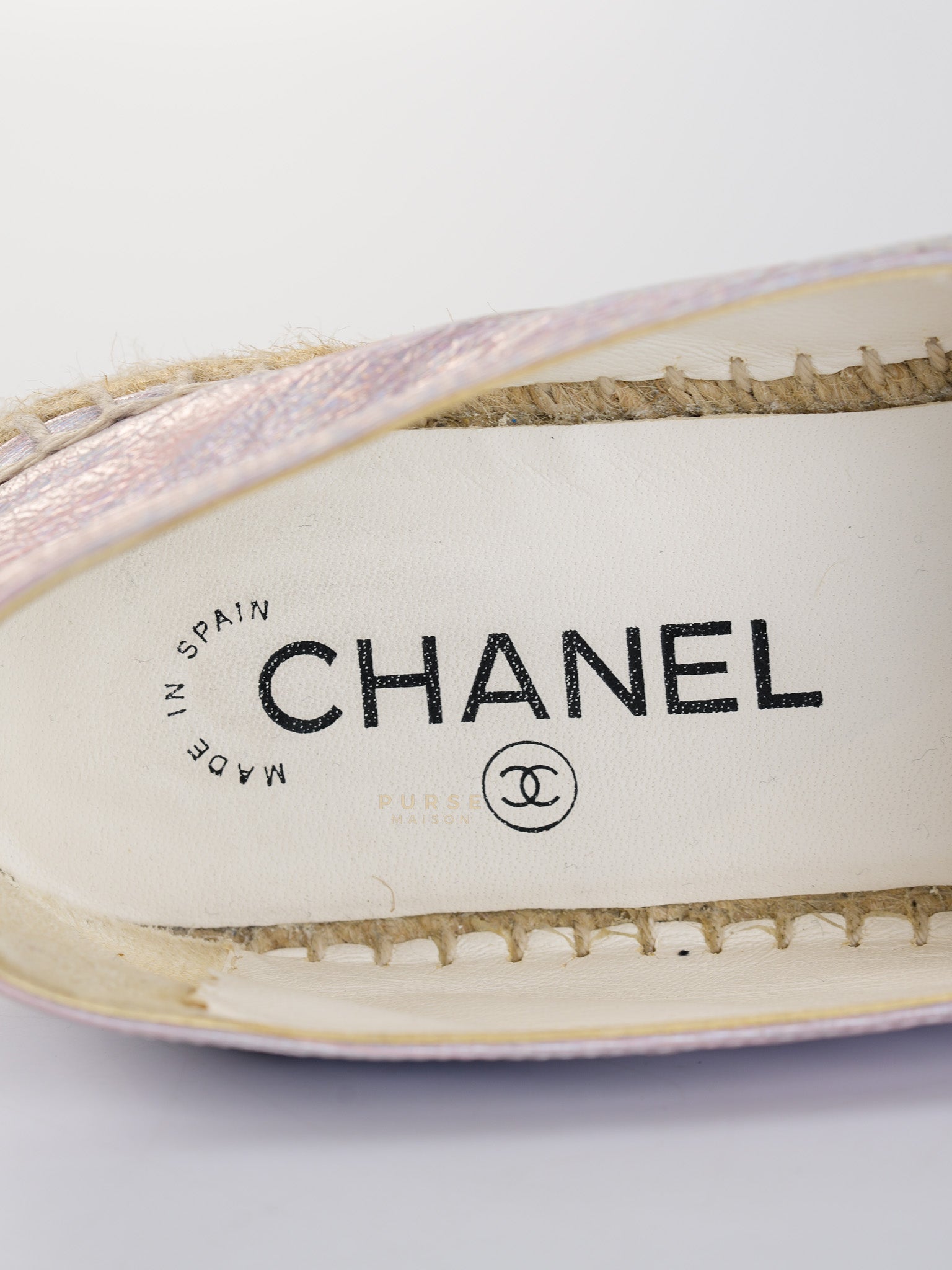 Laminated Lambskin Pink Grosgrain Embroidered CC Espadrilles Size 39 EU (24.5cm) | Purse Maison Luxury Bags Shop