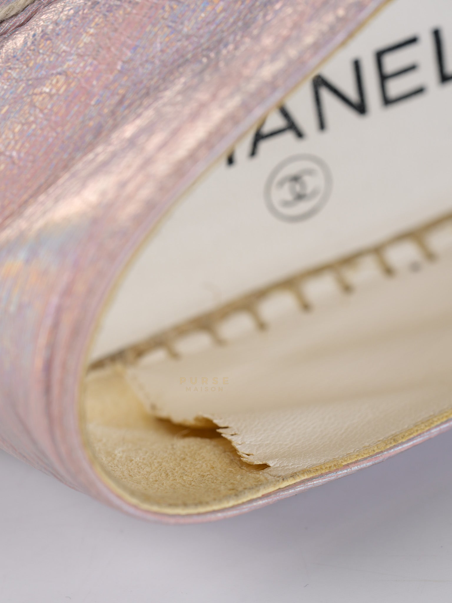 Laminated Lambskin Pink Grosgrain Embroidered CC Espadrilles Size 39 EU (24.5cm) | Purse Maison Luxury Bags Shop