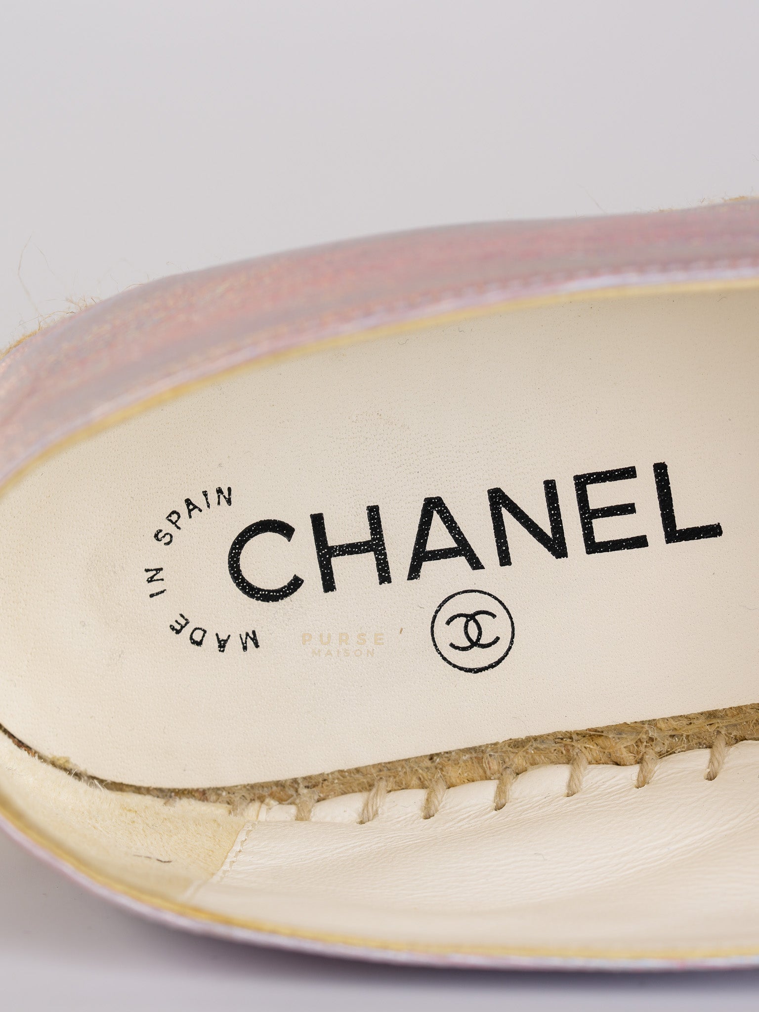 Laminated Lambskin Pink Grosgrain Embroidered CC Espadrilles Size 39 EU (24.5cm) | Purse Maison Luxury Bags Shop