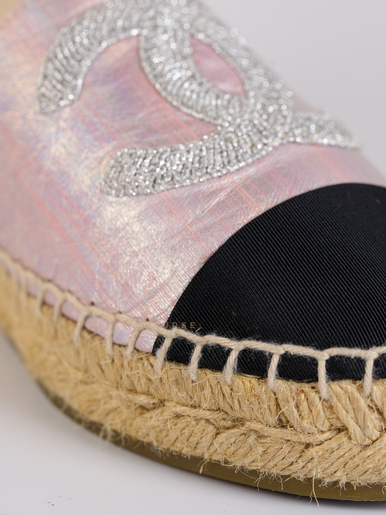 Laminated Lambskin Pink Grosgrain Embroidered CC Espadrilles Size 39 EU (24.5cm) | Purse Maison Luxury Bags Shop