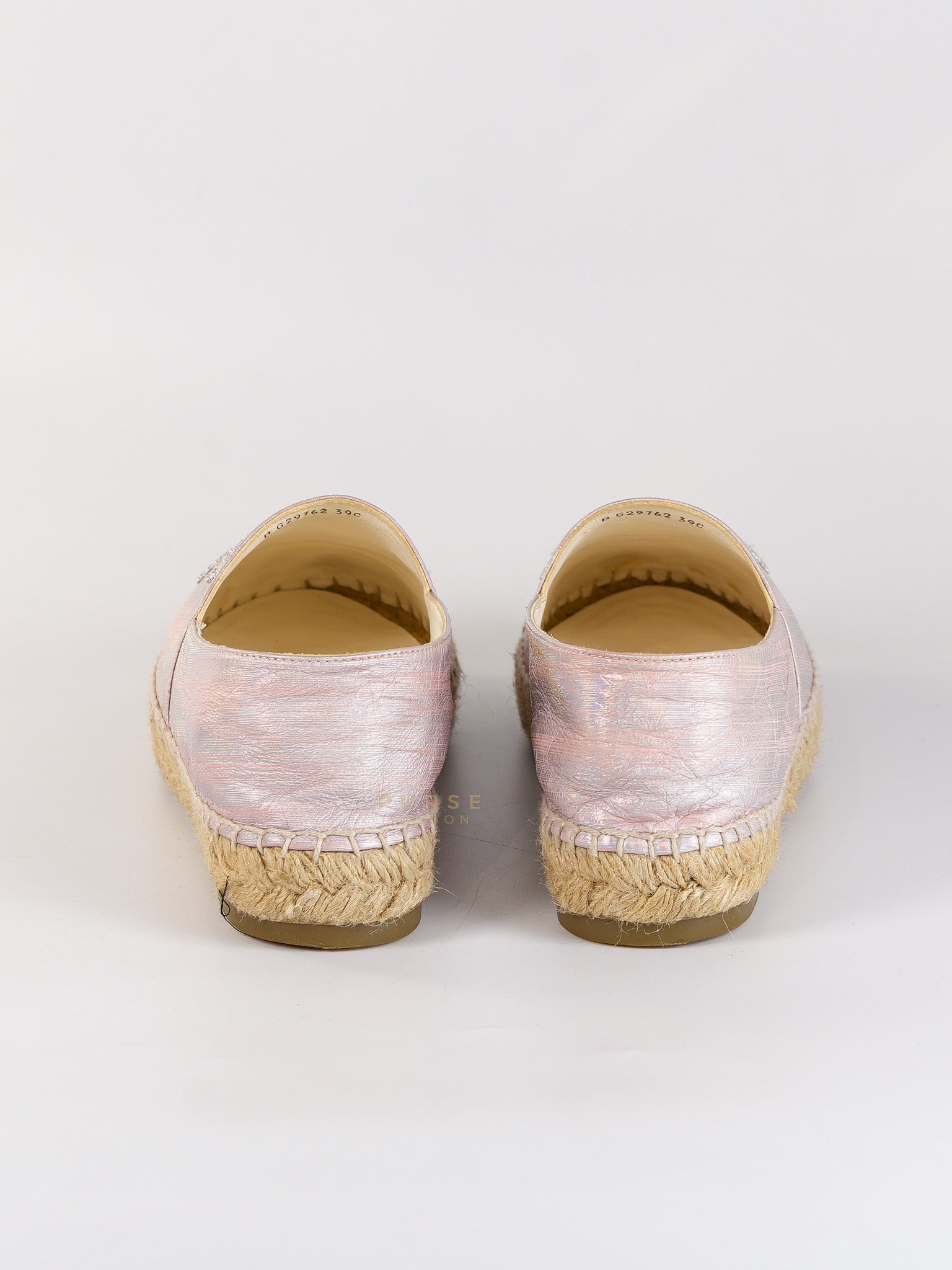Laminated Lambskin Pink Grosgrain Embroidered CC Espadrilles Size 39 EU (24.5cm) | Purse Maison Luxury Bags Shop