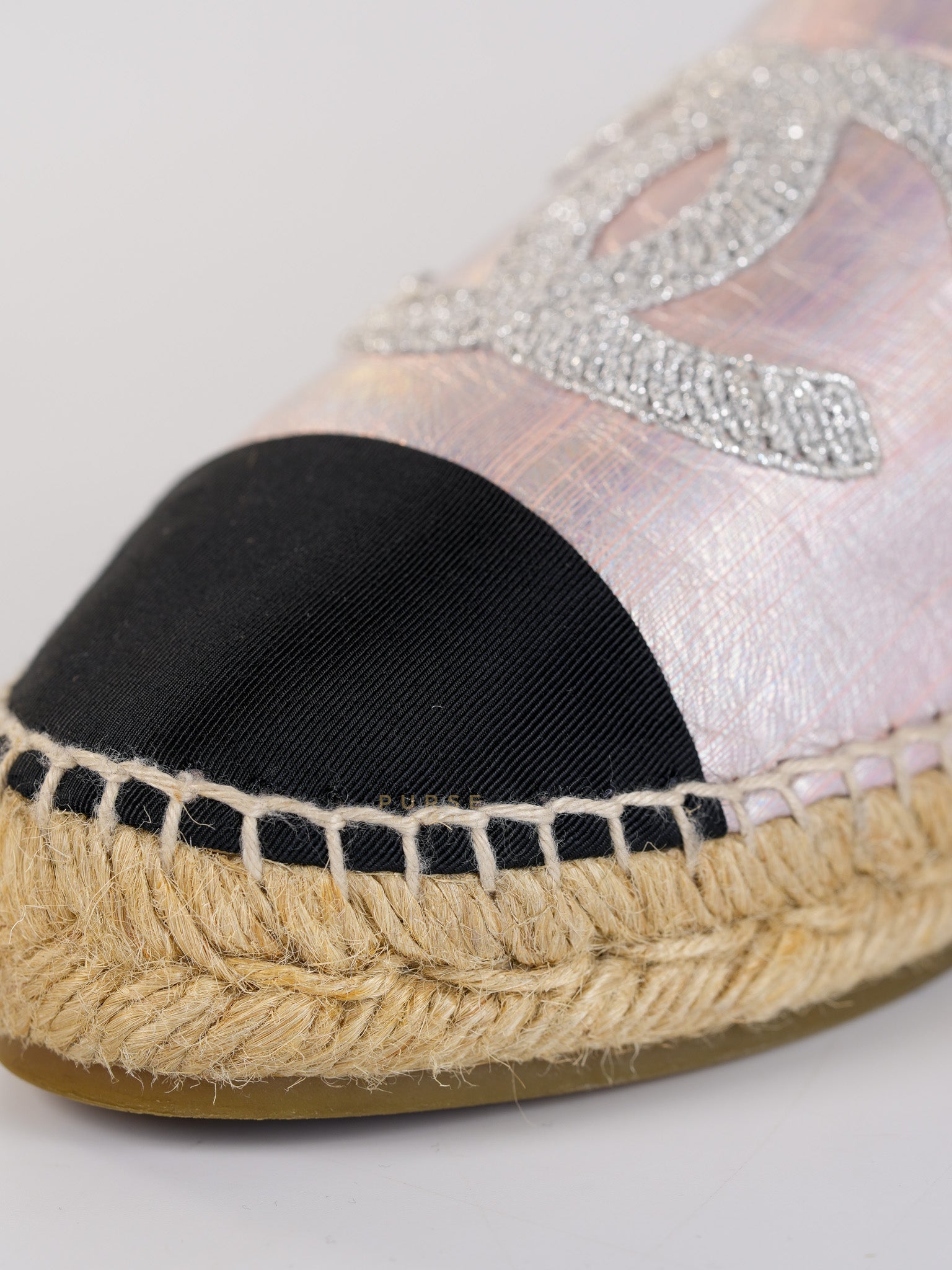 Laminated Lambskin Pink Grosgrain Embroidered CC Espadrilles Size 39 EU (24.5cm) | Purse Maison Luxury Bags Shop