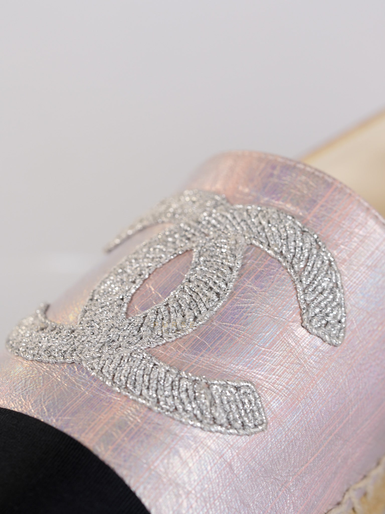 Laminated Lambskin Pink Grosgrain Embroidered CC Espadrilles Size 39 EU (24.5cm) | Purse Maison Luxury Bags Shop