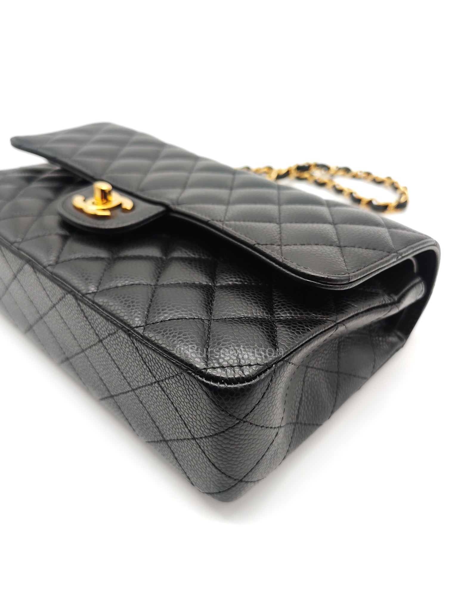 Classic Double Flap Medium in Black Caviar Leather and Gold Hardware (Microchip) | Purse Maison Luxury Bags Shop