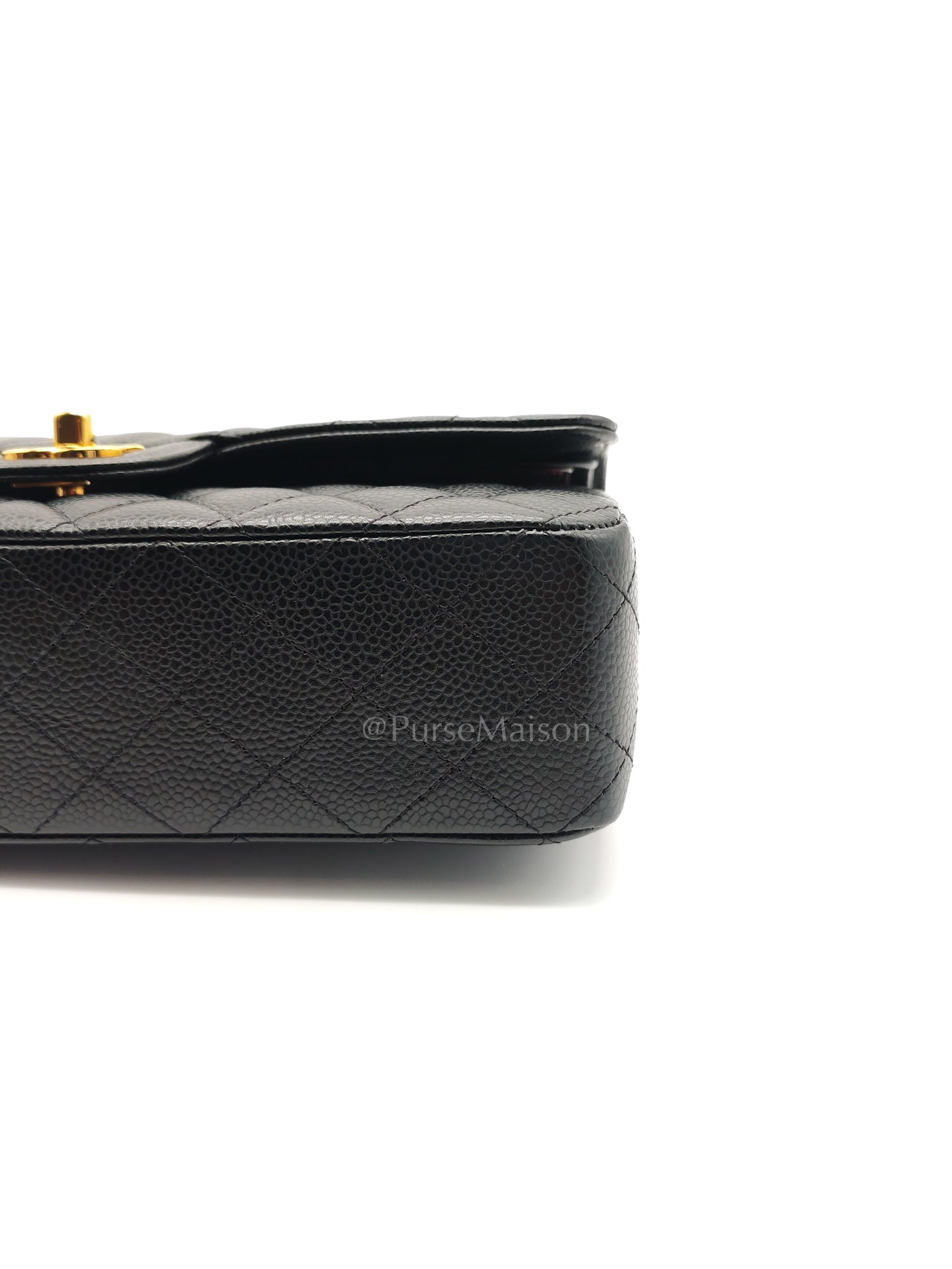 Classic Double Flap Medium in Black Caviar Leather and Gold Hardware (Microchip) | Purse Maison Luxury Bags Shop