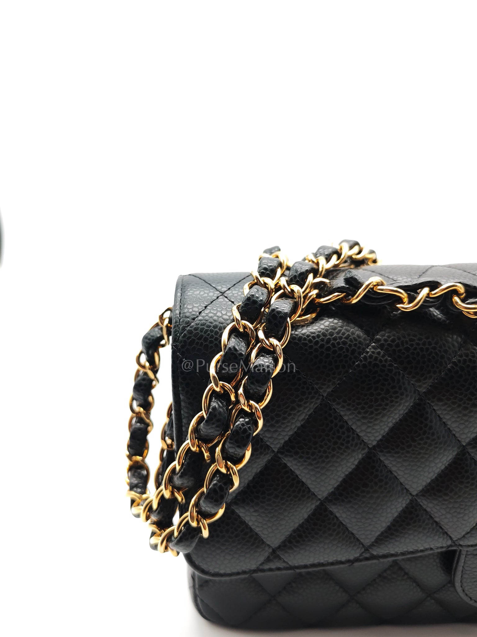 Classic Double Flap Medium in Black Caviar Leather and Gold Hardware (Microchip) | Purse Maison Luxury Bags Shop