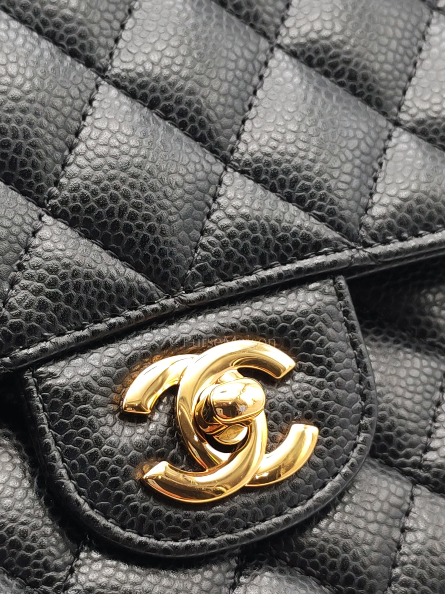 Classic Double Flap Medium in Black Caviar Leather and Gold Hardware (Microchip) | Purse Maison Luxury Bags Shop