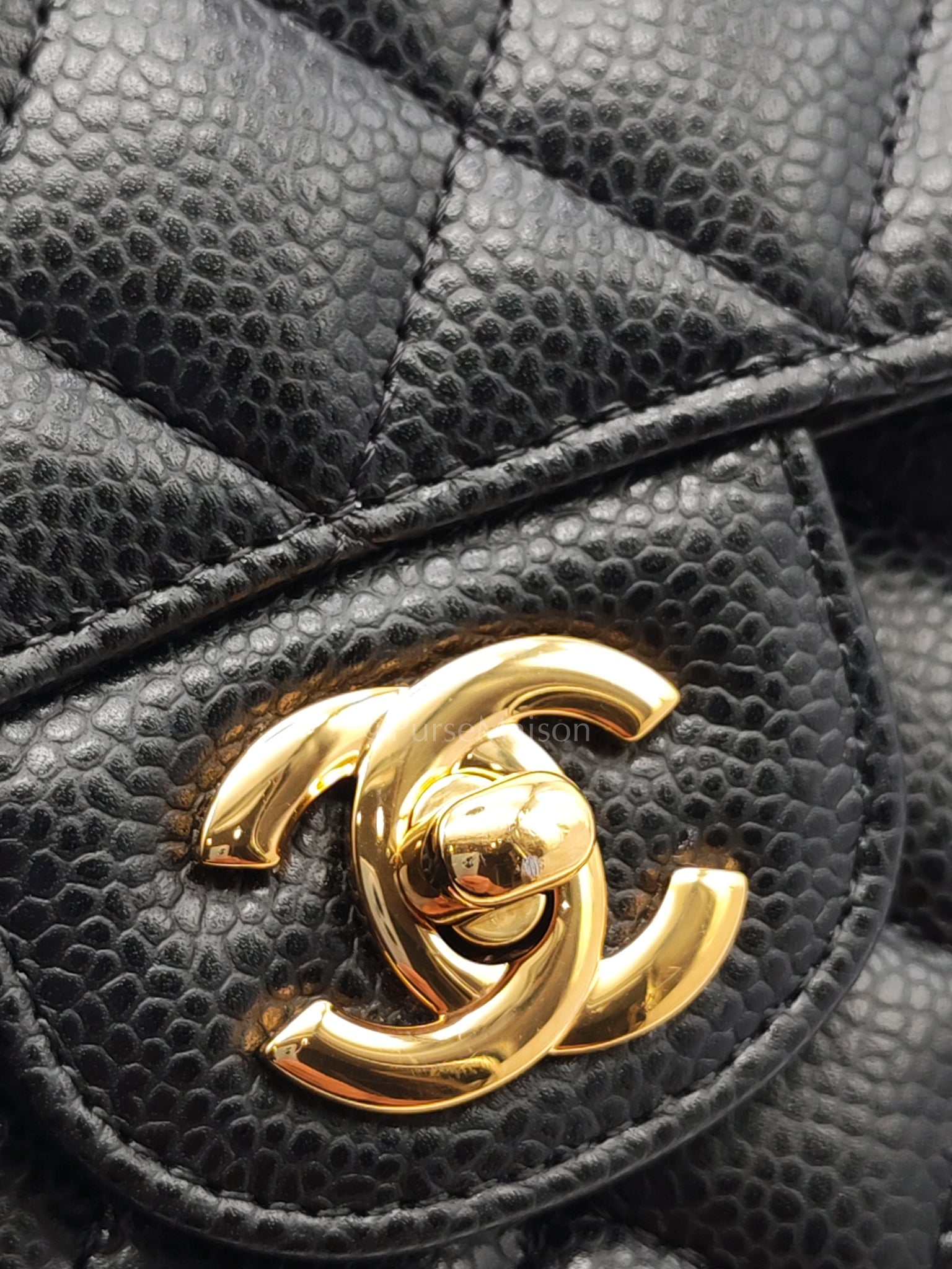 Classic Double Flap Medium in Black Caviar Leather and Gold Hardware (Microchip) | Purse Maison Luxury Bags Shop