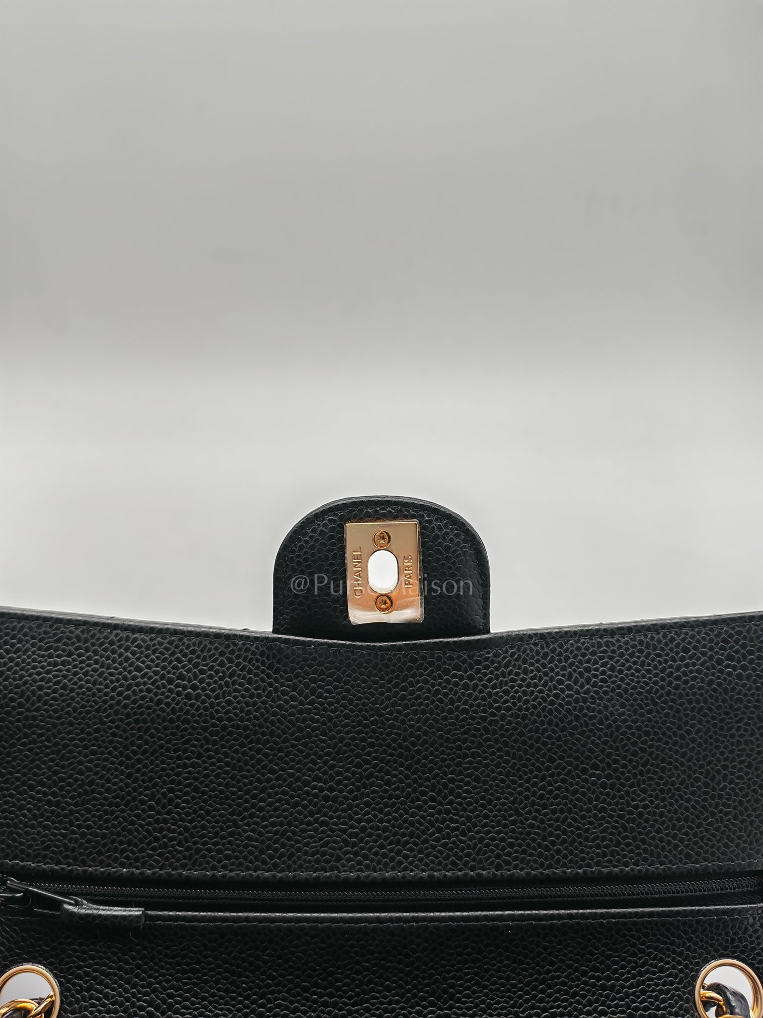 Classic Double Flap Medium in Black Caviar Leather and Gold Hardware (Microchip) | Purse Maison Luxury Bags Shop