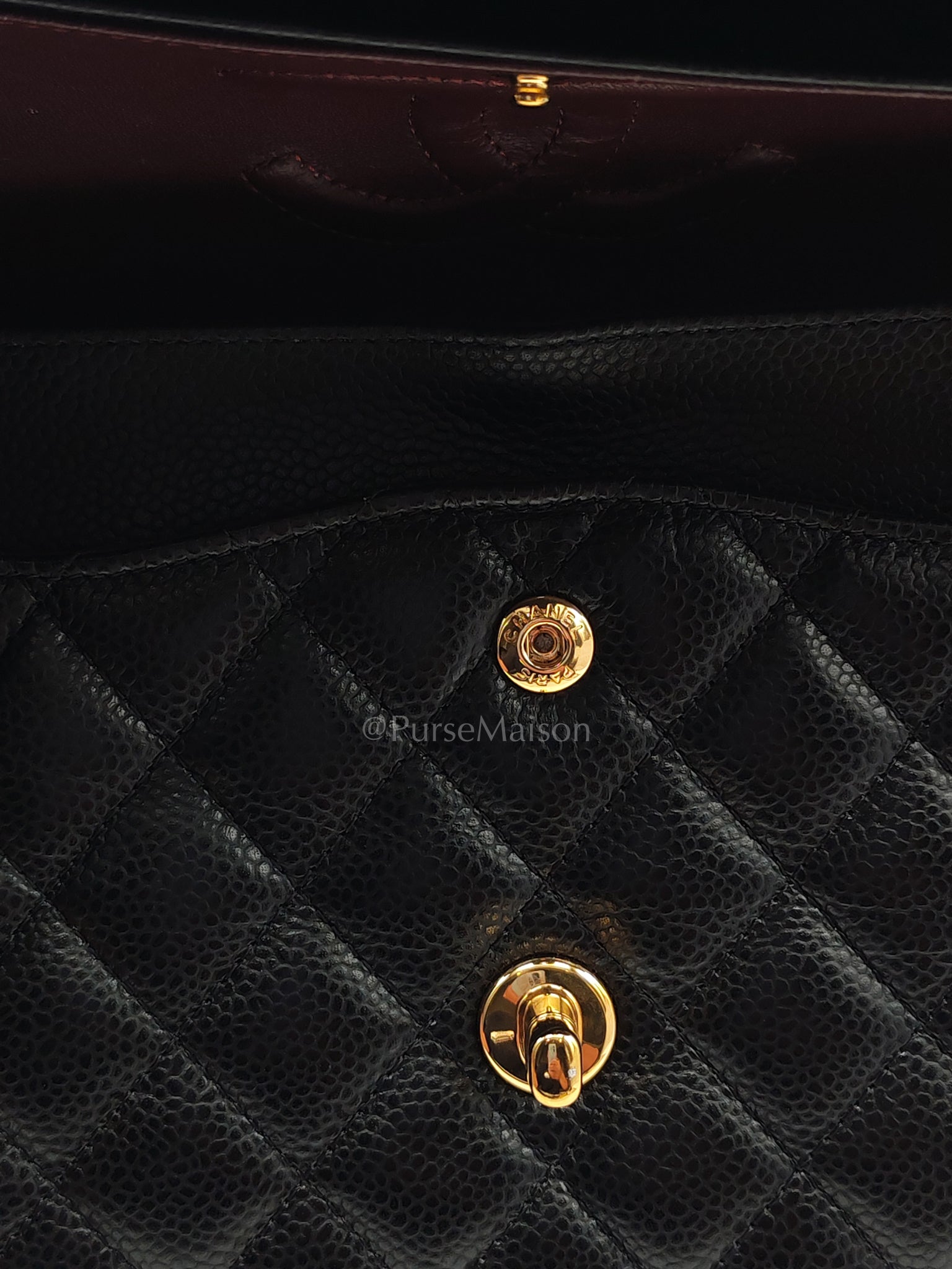 Classic Double Flap Medium in Black Caviar Leather and Gold Hardware (Microchip) | Purse Maison Luxury Bags Shop