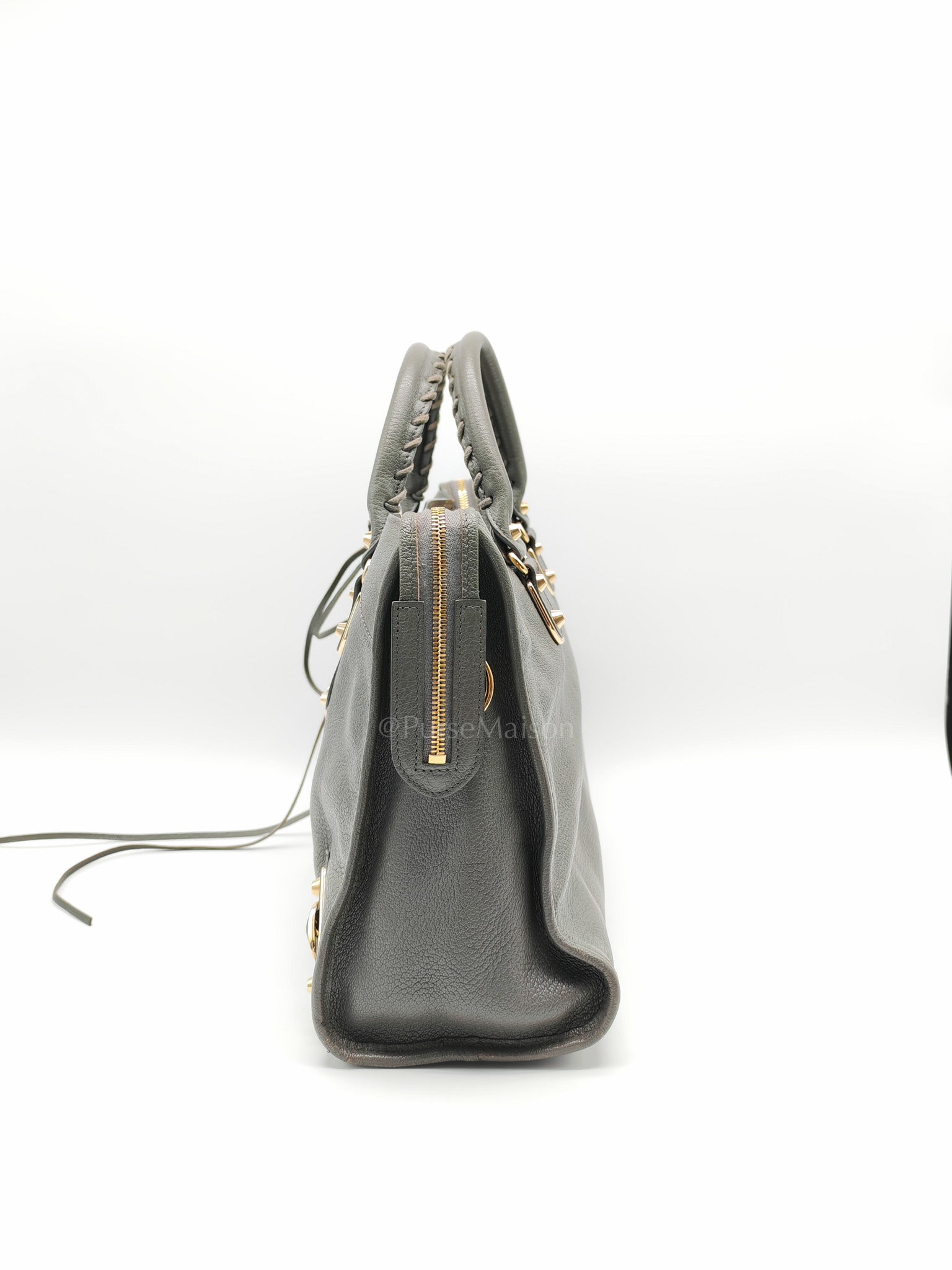 Metallic Edge City Bag in Charcoal Grey