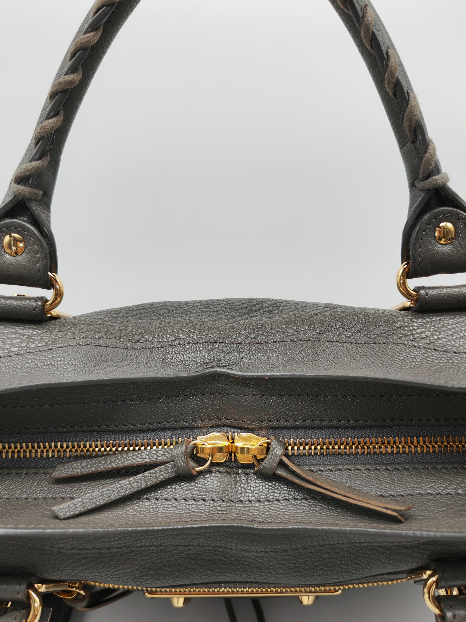 Metallic Edge City Bag in Charcoal Grey