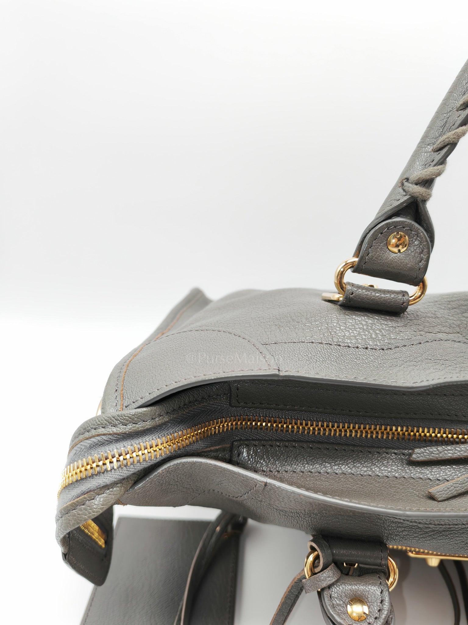 Metallic Edge City Bag in Charcoal Grey