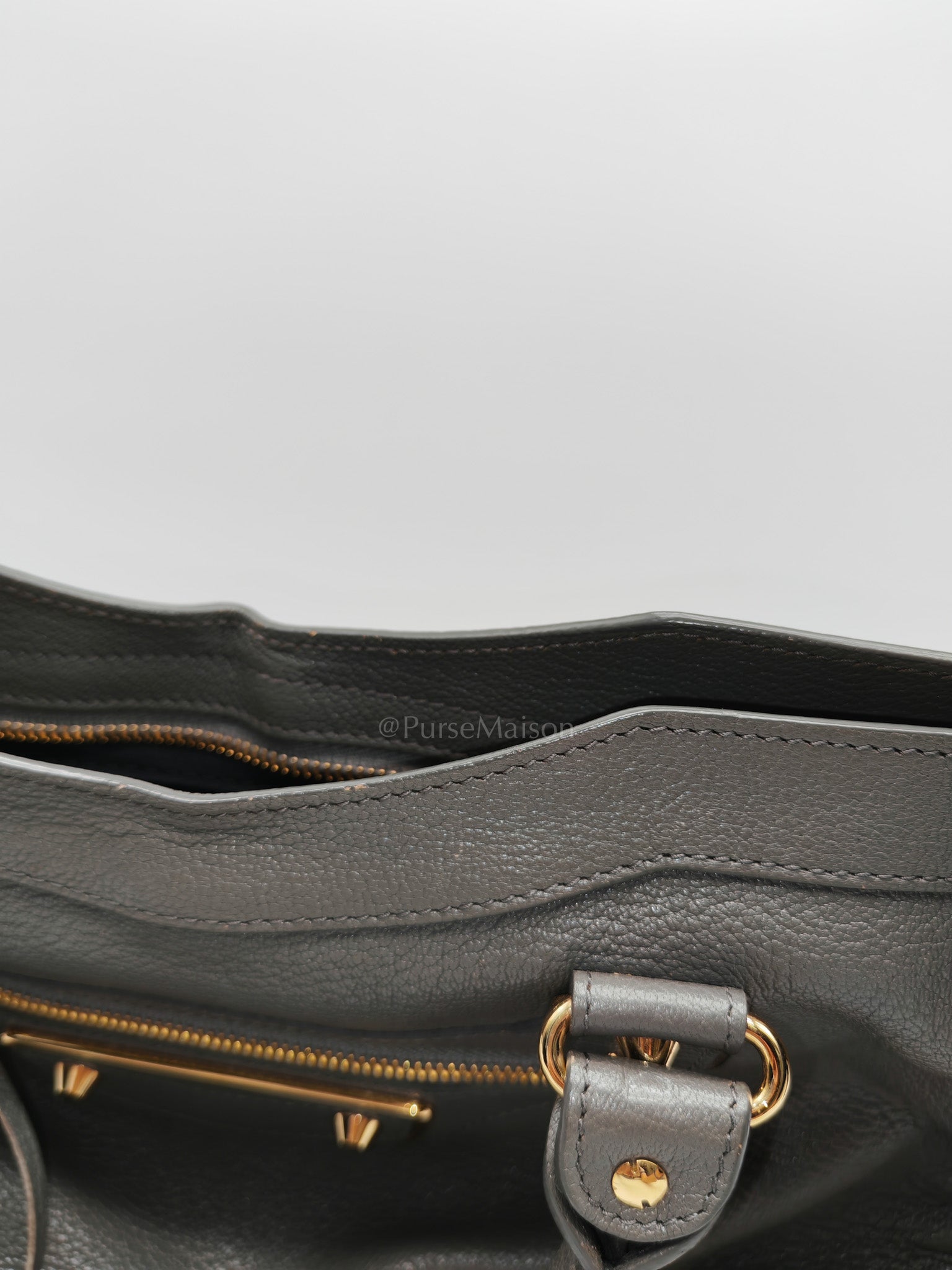 Metallic Edge City Bag in Charcoal Grey